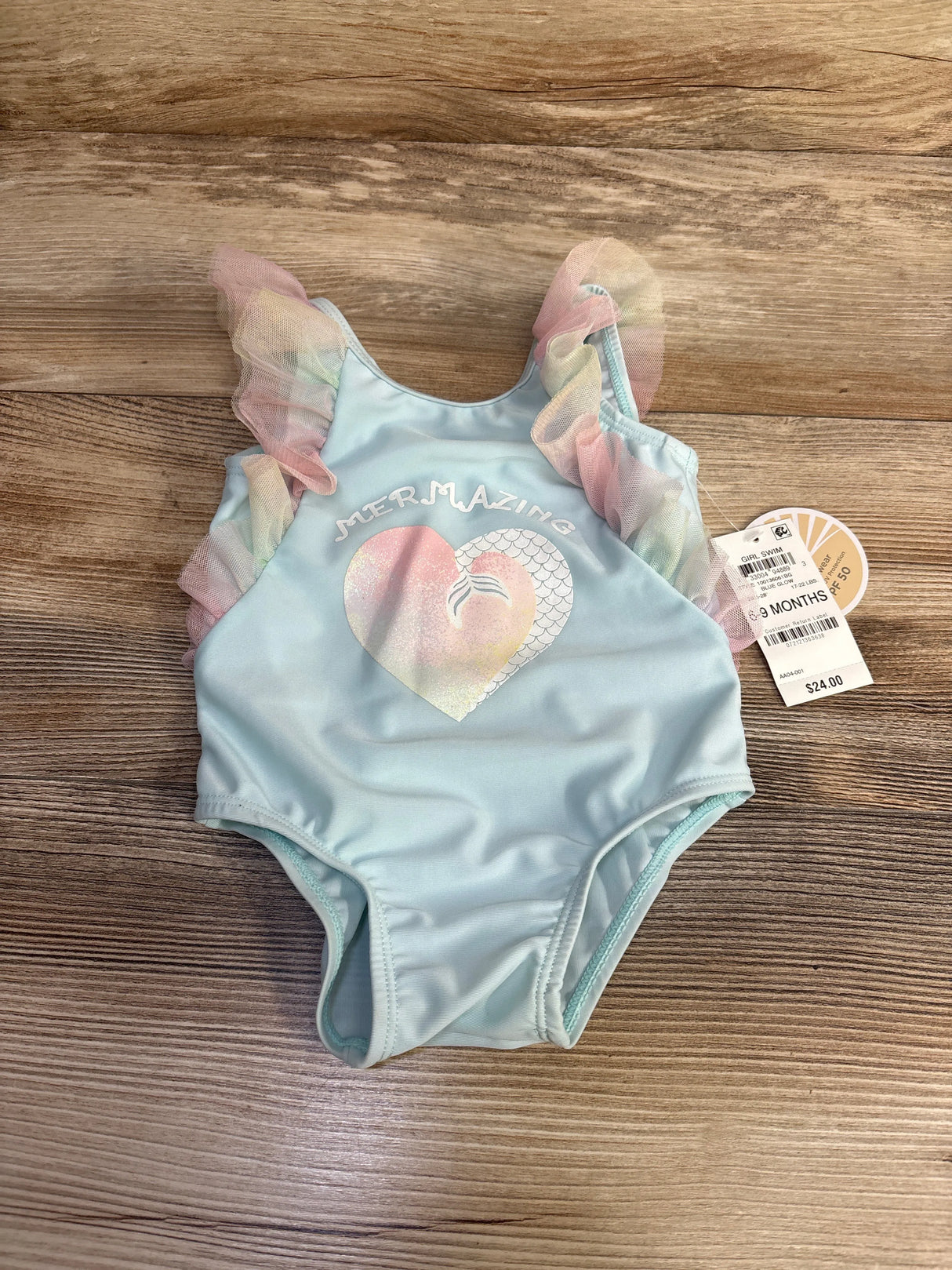 NEW First Impressions 1pc Mermazing Swimsuit Blue sz 6-9m - Me n Mommy To Be