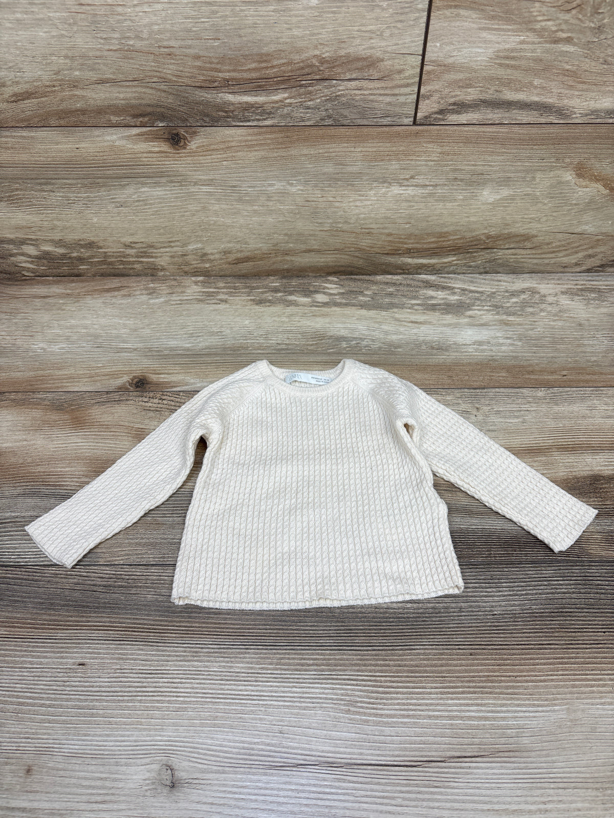 Zara Long Sleeve Knit Shirt Ivory sz 6-9m