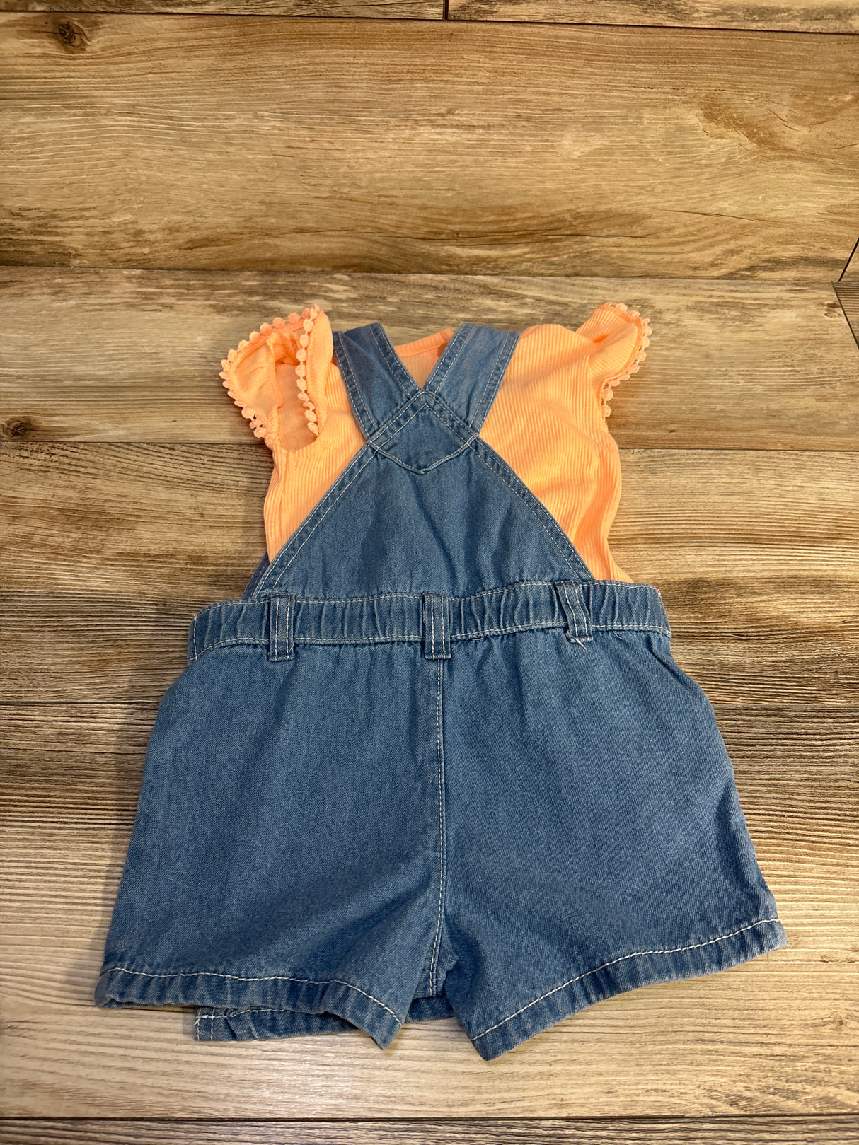 Little Lass 2pc Ribbed Shirt & Embroidered Skirtall Set Orange sz 18m