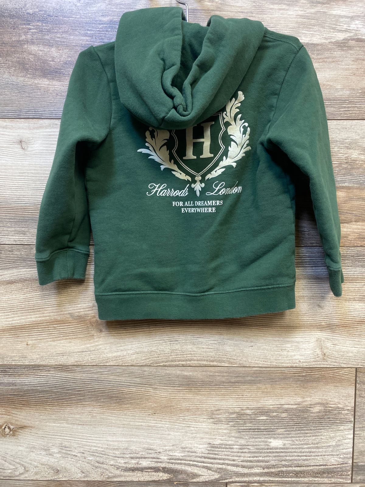 Harrods Cotton Logo Pullover Hoodie Green sz 4-5T