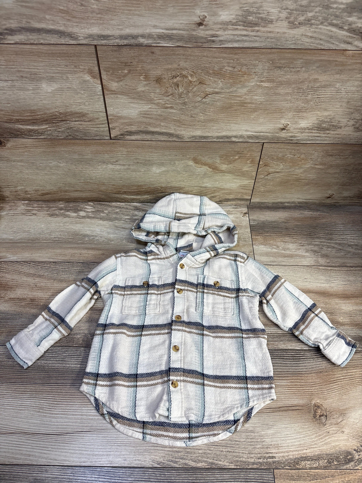 Old Navy Hooded Flannel Beige sz 2T