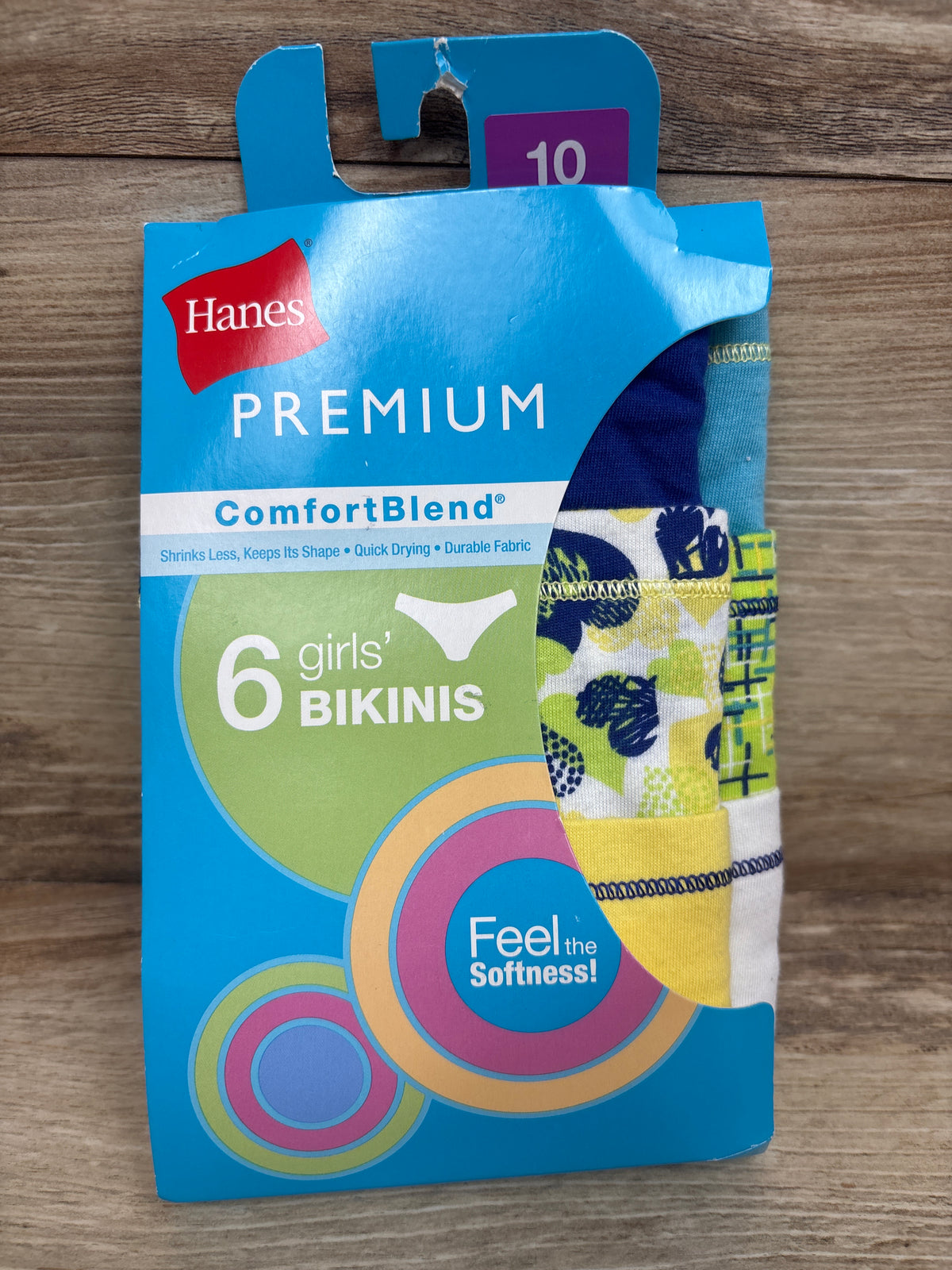 NEW Hanes Premium ComfortBlend Girls' Tagless Bikinis 6pk sz 10