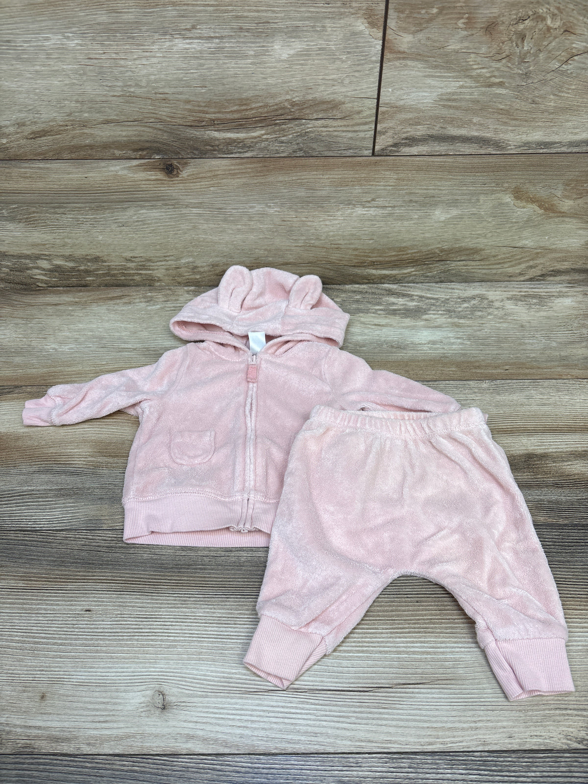 Carter's 2pc Terry Cloth Full Zip Hoodie & Joggers Set Pink sz 3m