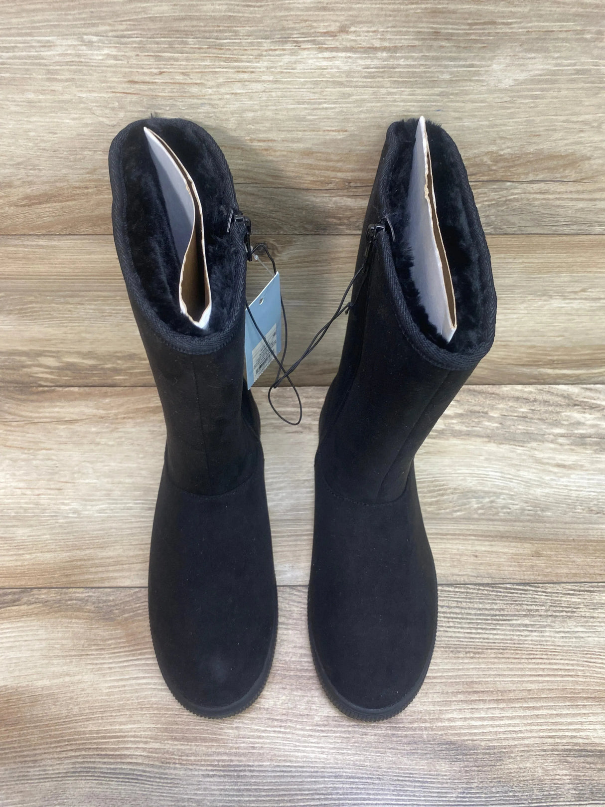 NEW Cat & Jack Natalia Tall Shearling Style Boots Black Sz 5Y - Me n Mommy To Be