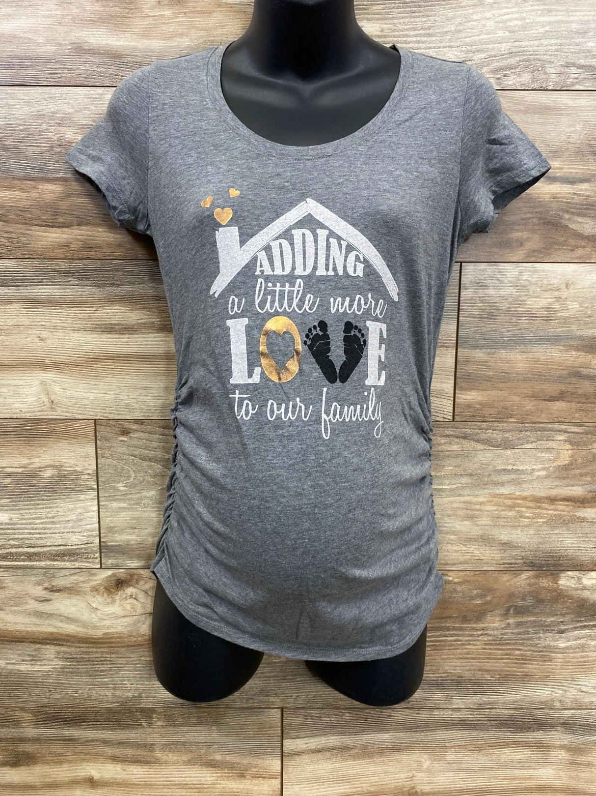 Motherhood Maternity Adding A Little More Love Shirt Grey sz XS