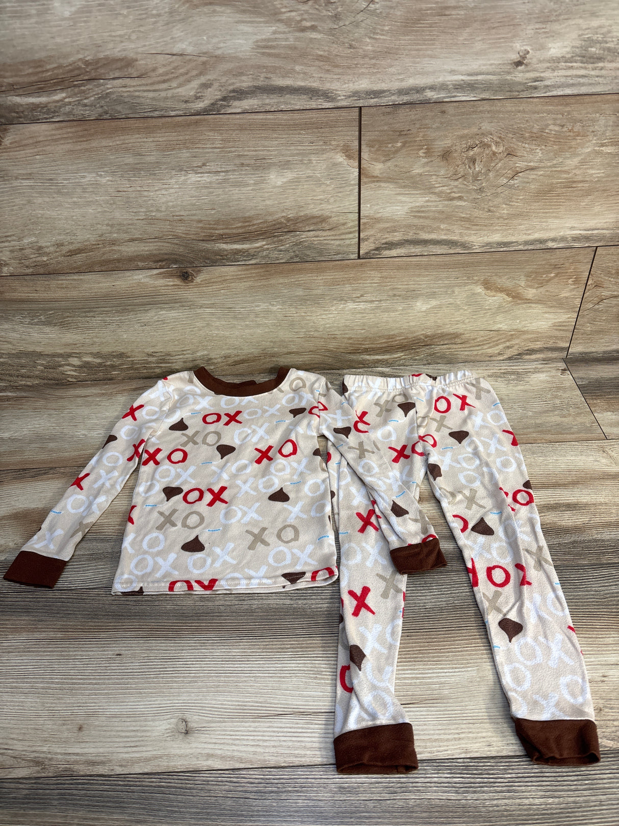 Hershey 2pc Valentines Print Pajama Set Brown sz 4T