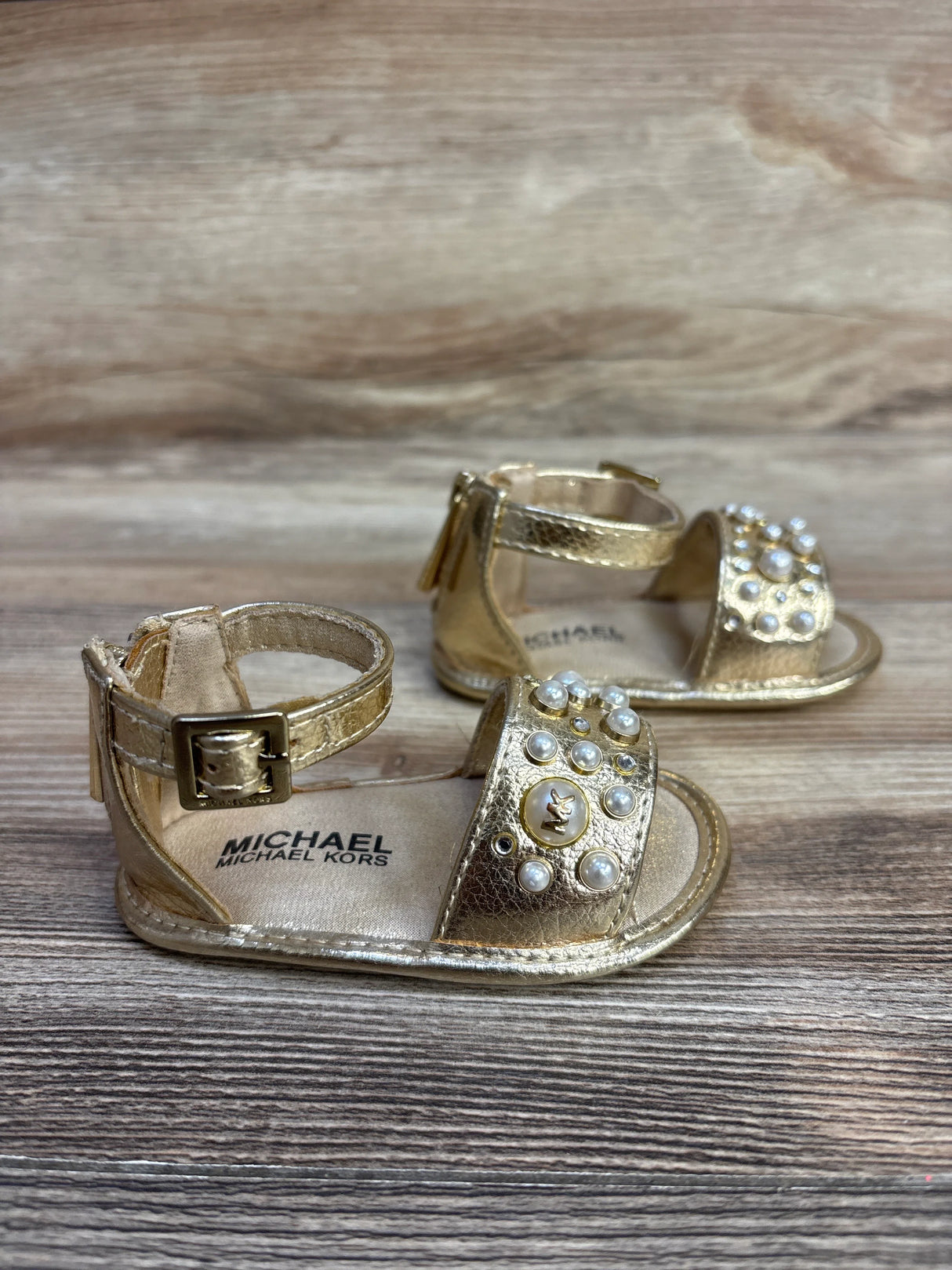 Michael Kors Gold Pennie Sandals sz 2c - Me n Mommy To Be