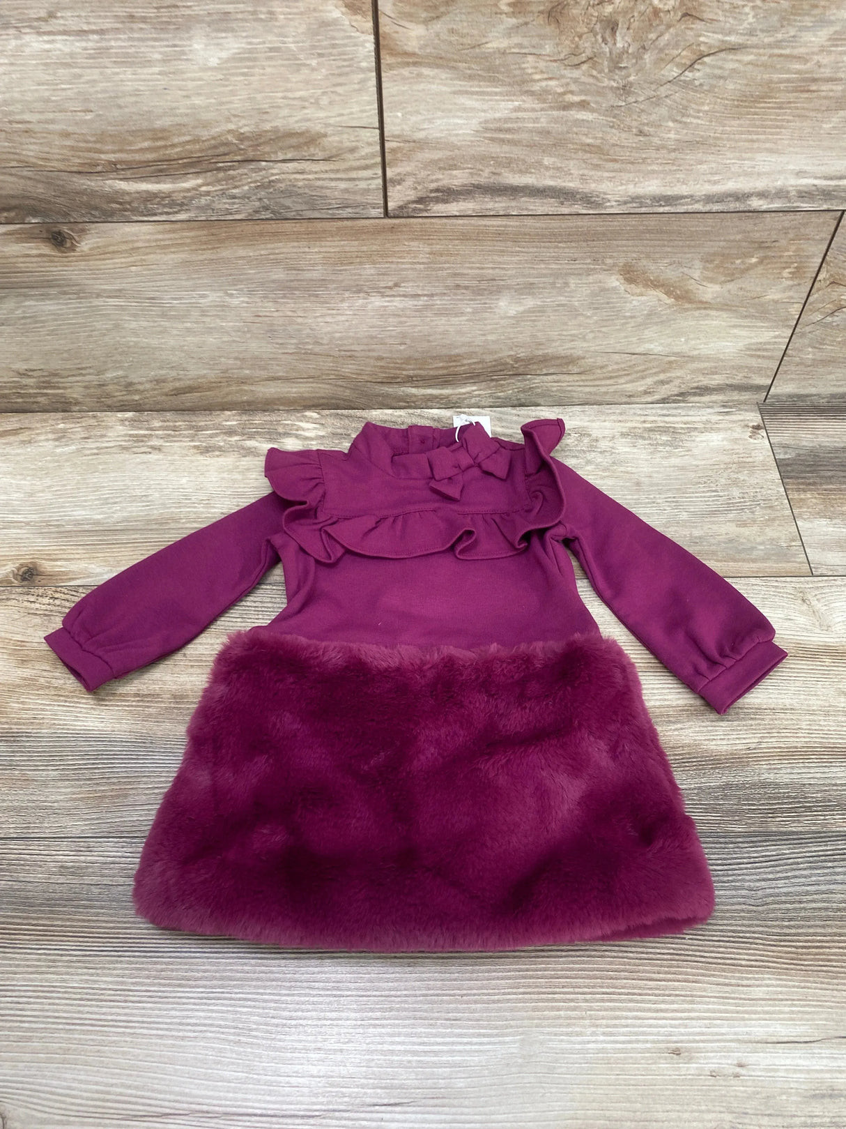 NEW Janie & Jack 2pc Faux Fur Ruffle Ponte Dress Raspberry sz 6-12m - Me n Mommy To Be