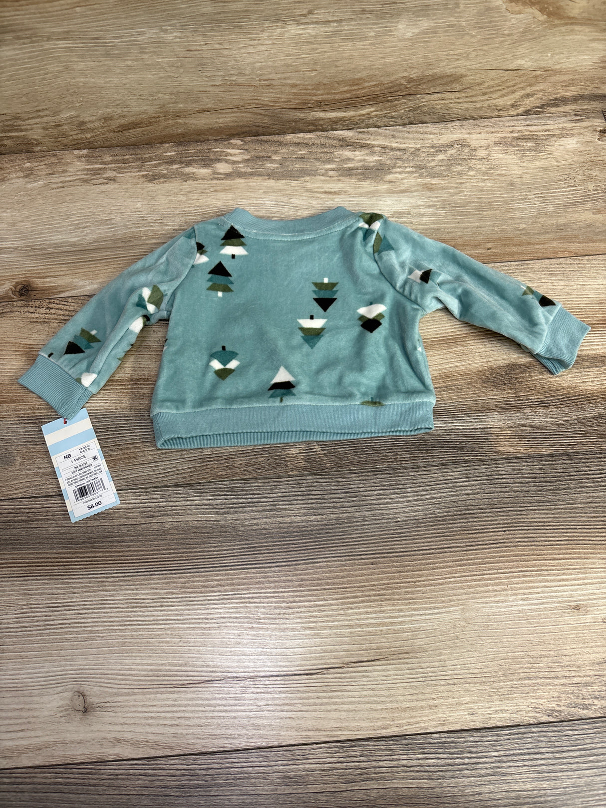 NEW Cat & Jack Tree Print Velour Sweatshirt Teal sz Newborn