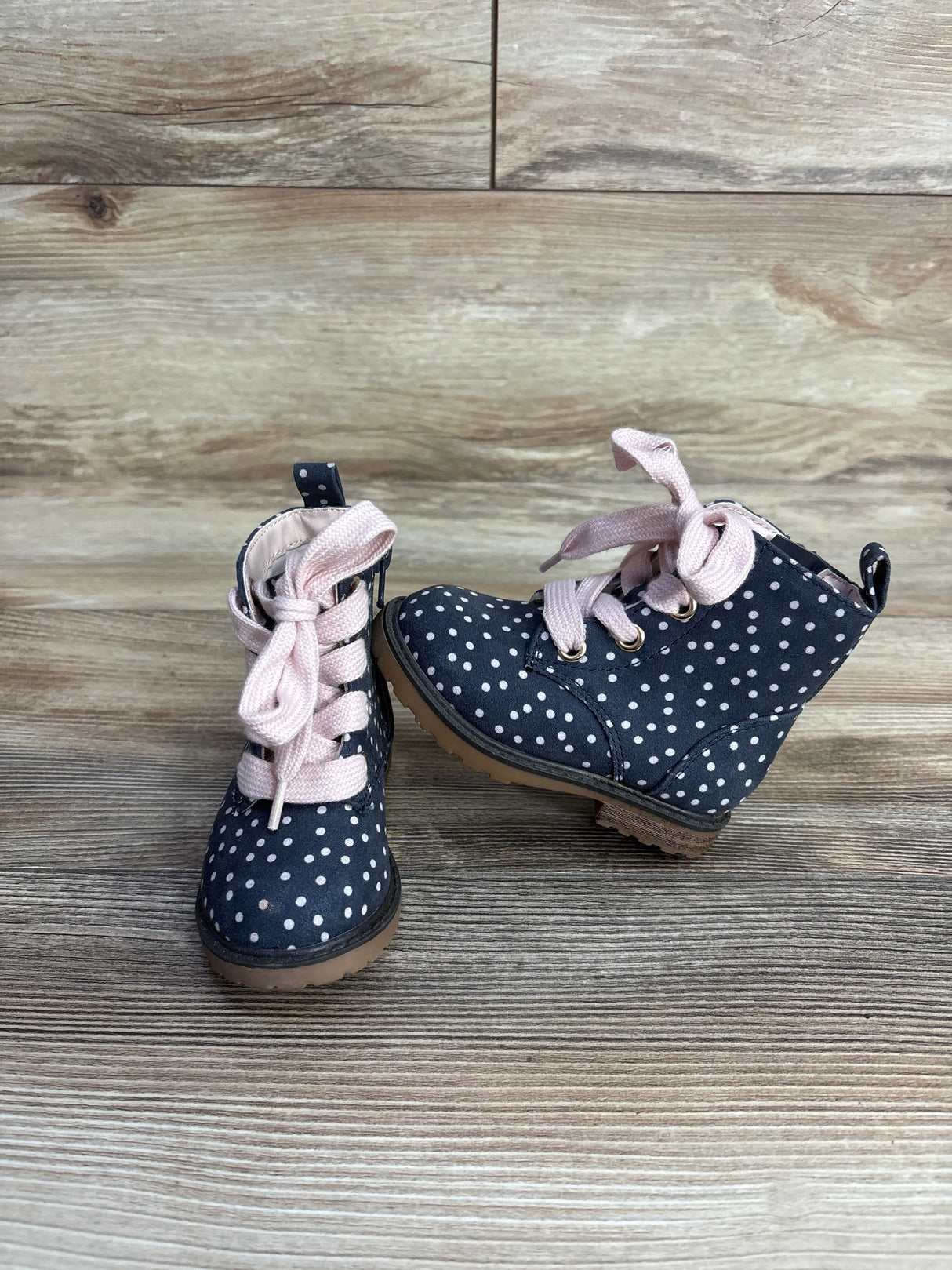 Cat & Jack Giovanna Lace-Up Combat Boots Polka Dot sz 5c