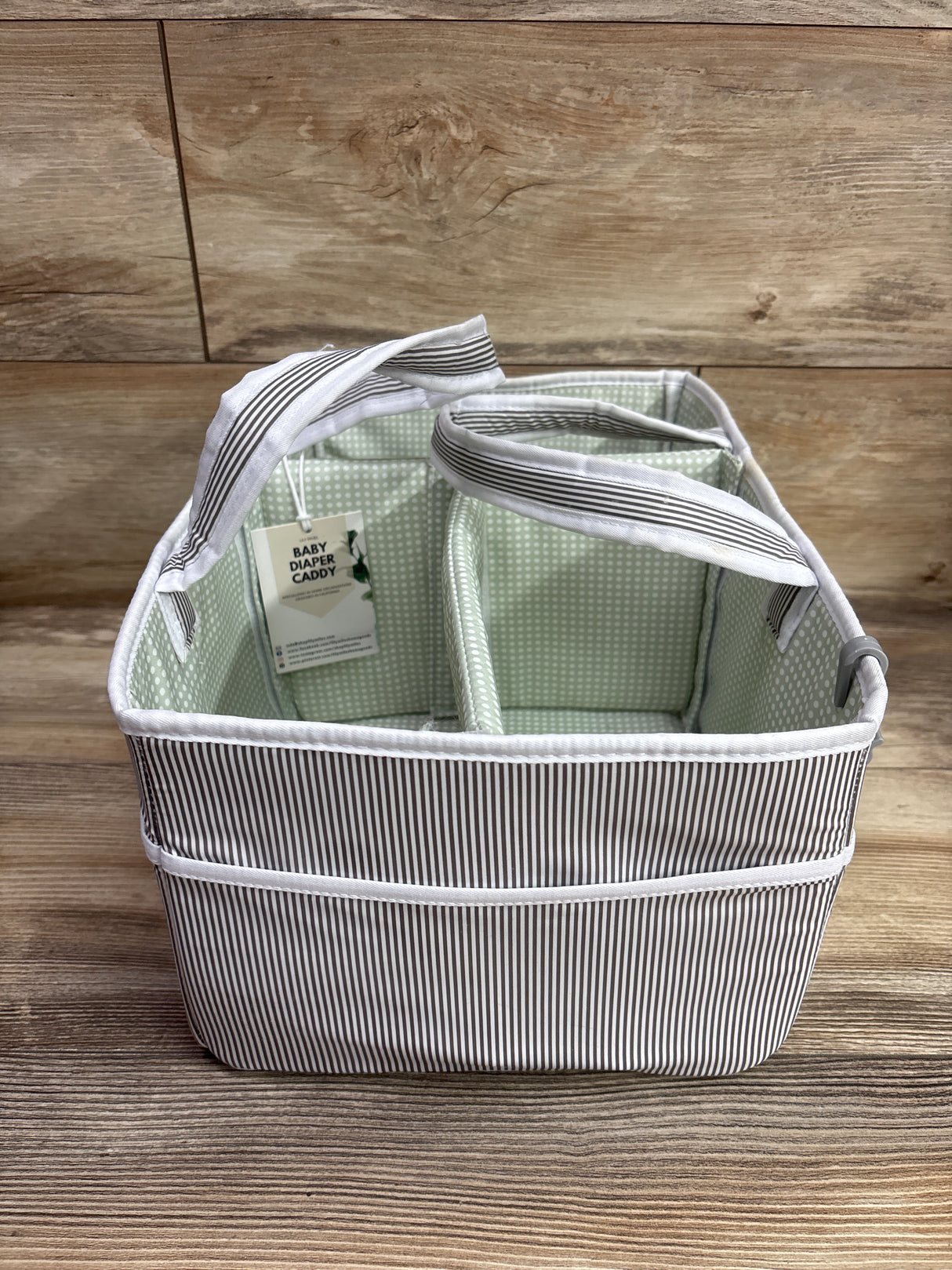 NEW Lily Miles Diaper Caddy Organizer - Grey/Mint