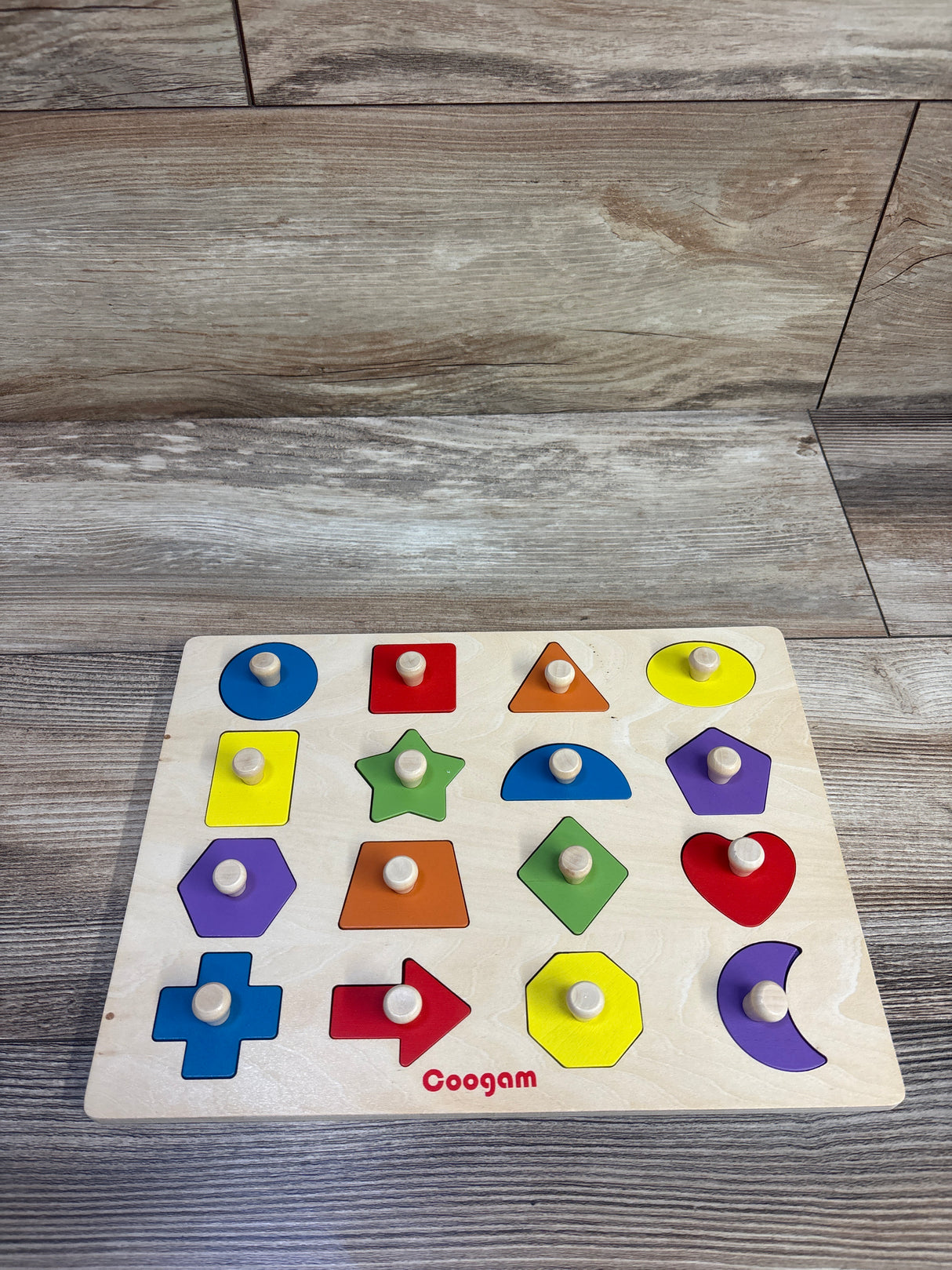 Coogam Montessori Wooden Shape Peg Puzzle