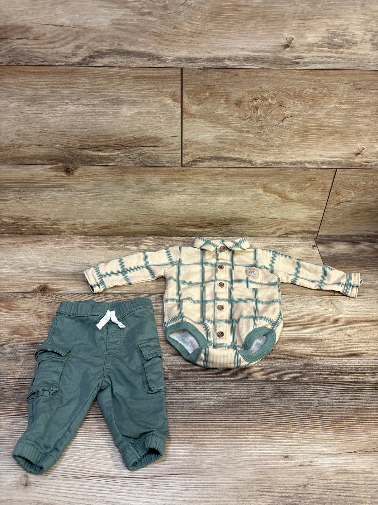 Little Lad 2pc Polo Bodysuit & Pants Set Tan sz 0/3m