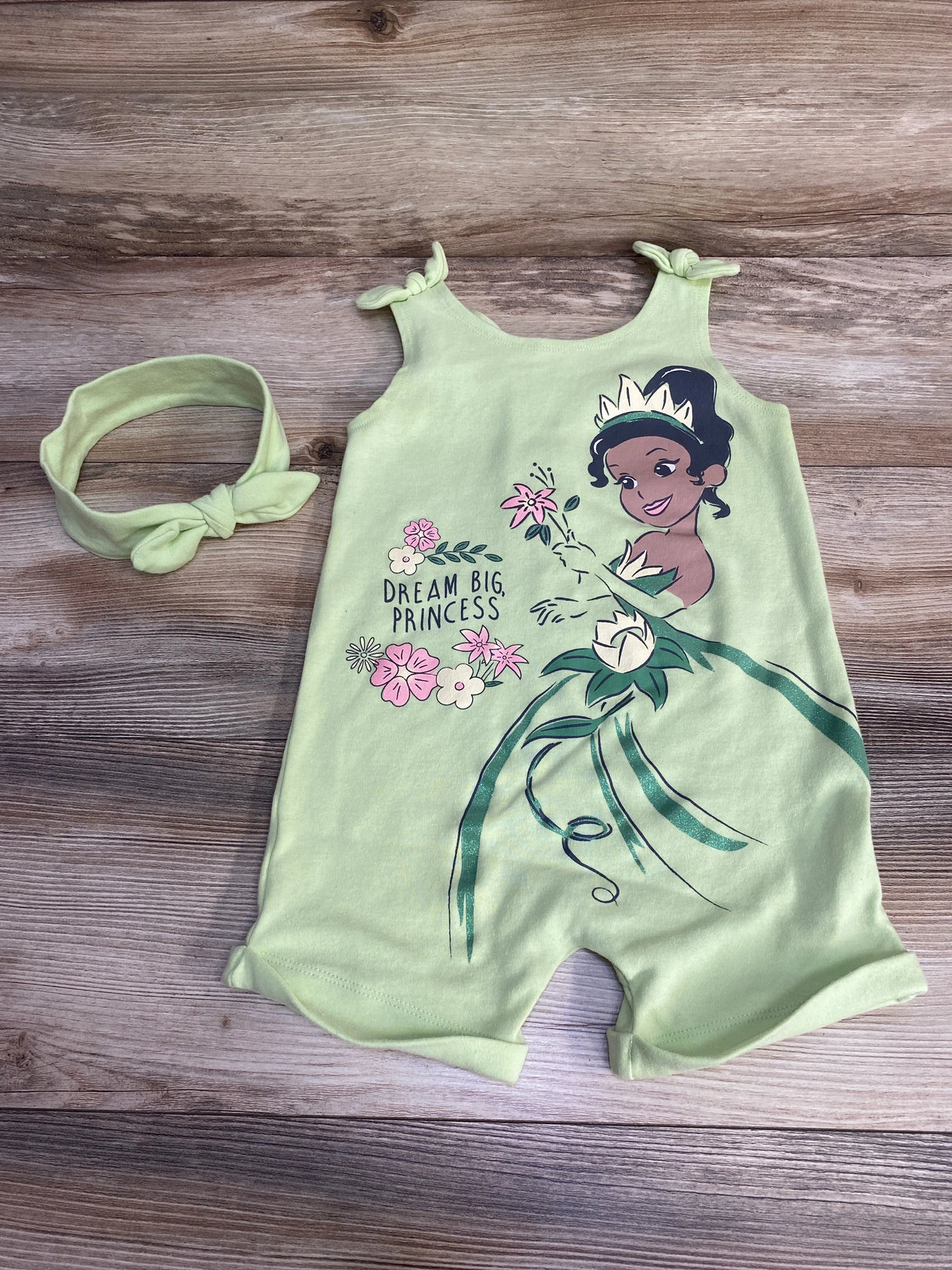 Disney Princess Tiana Romper & Headband Green sz 5T - Me n Mommy To Be