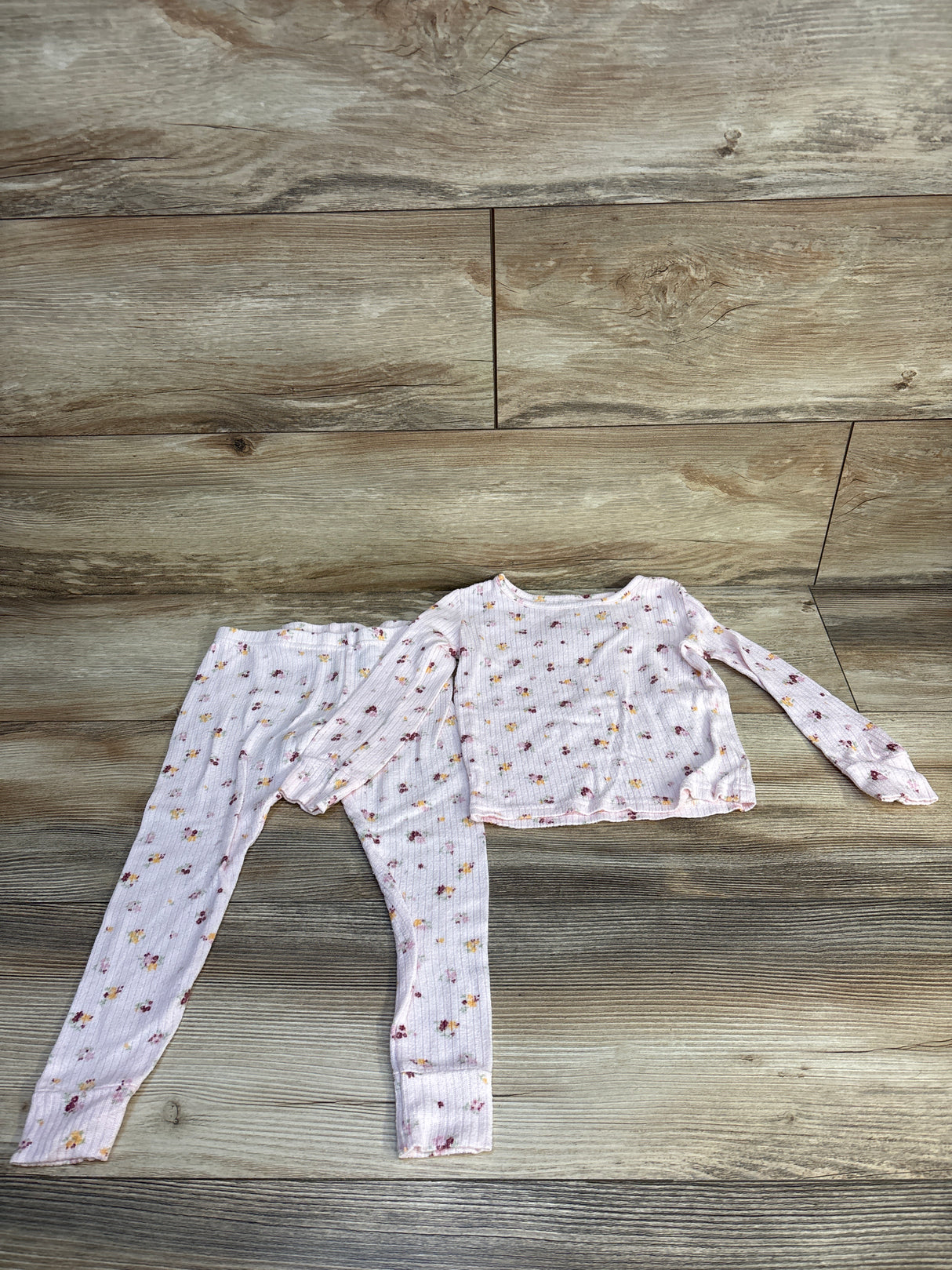 Laura Ashley Ribbed Floral Pajama Set Pink sz 3T