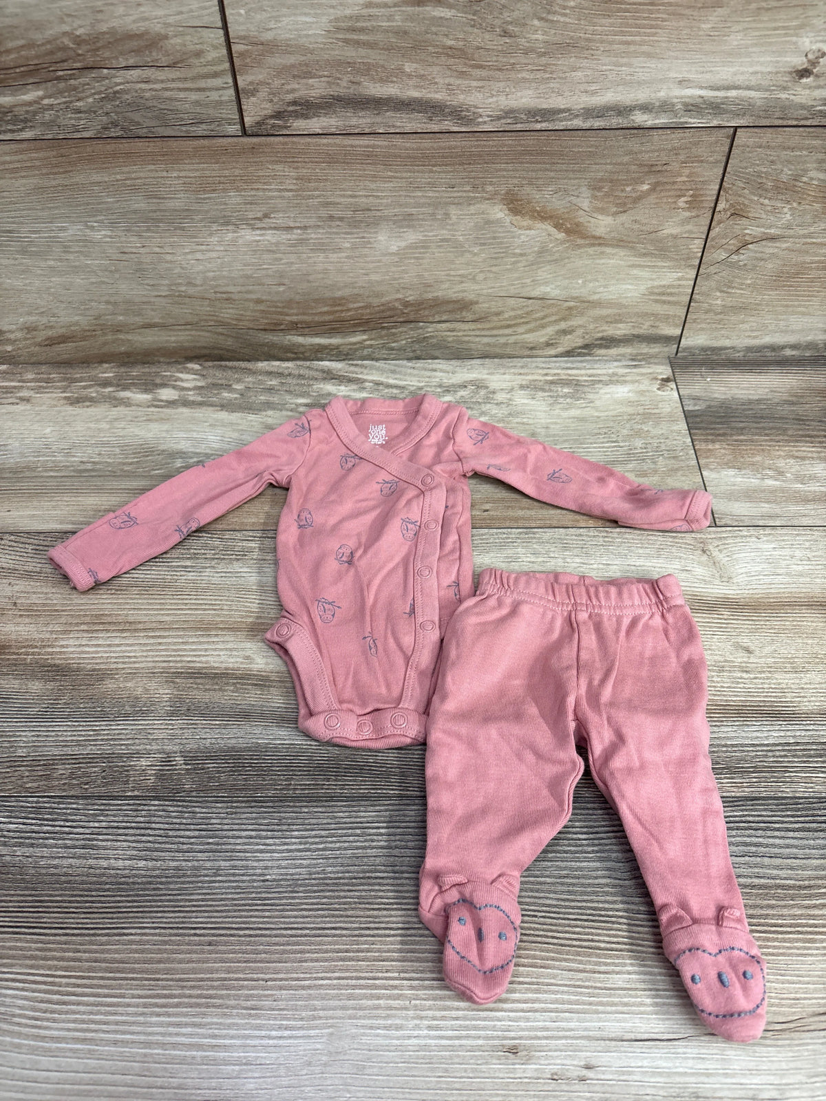 Just One You 2pc Kimono Bodysuit & Footed Pants Set Pink sz Preemie