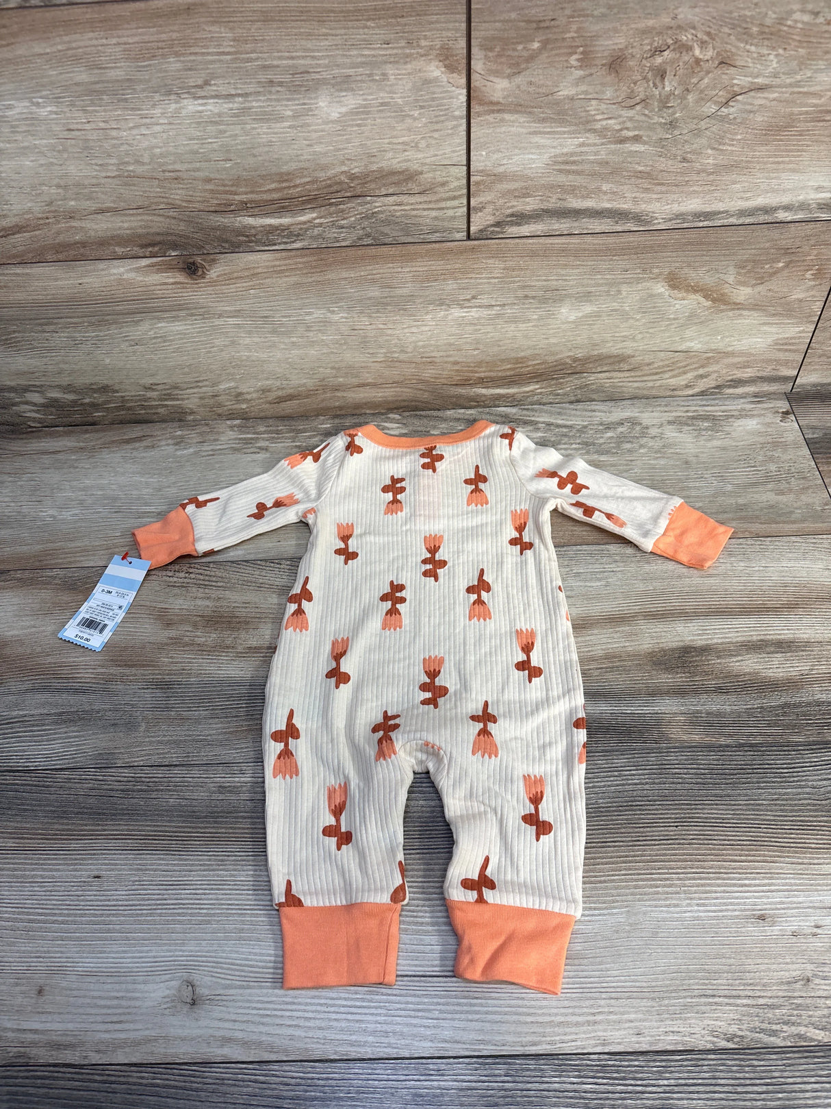 NEW Cat & Jack Floral Ribbed Floral Coverall Cream sz 0-3m