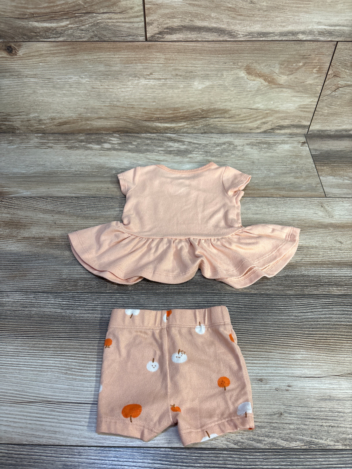 Cat & Jack 2pc Cutest Pumpkin Peplum Top & Shorts Orange sz 0-3m