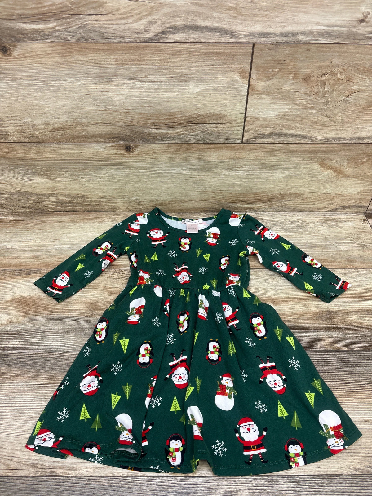 Emma & Elsa Long Sleeve Christmas Dress Green sz 5T