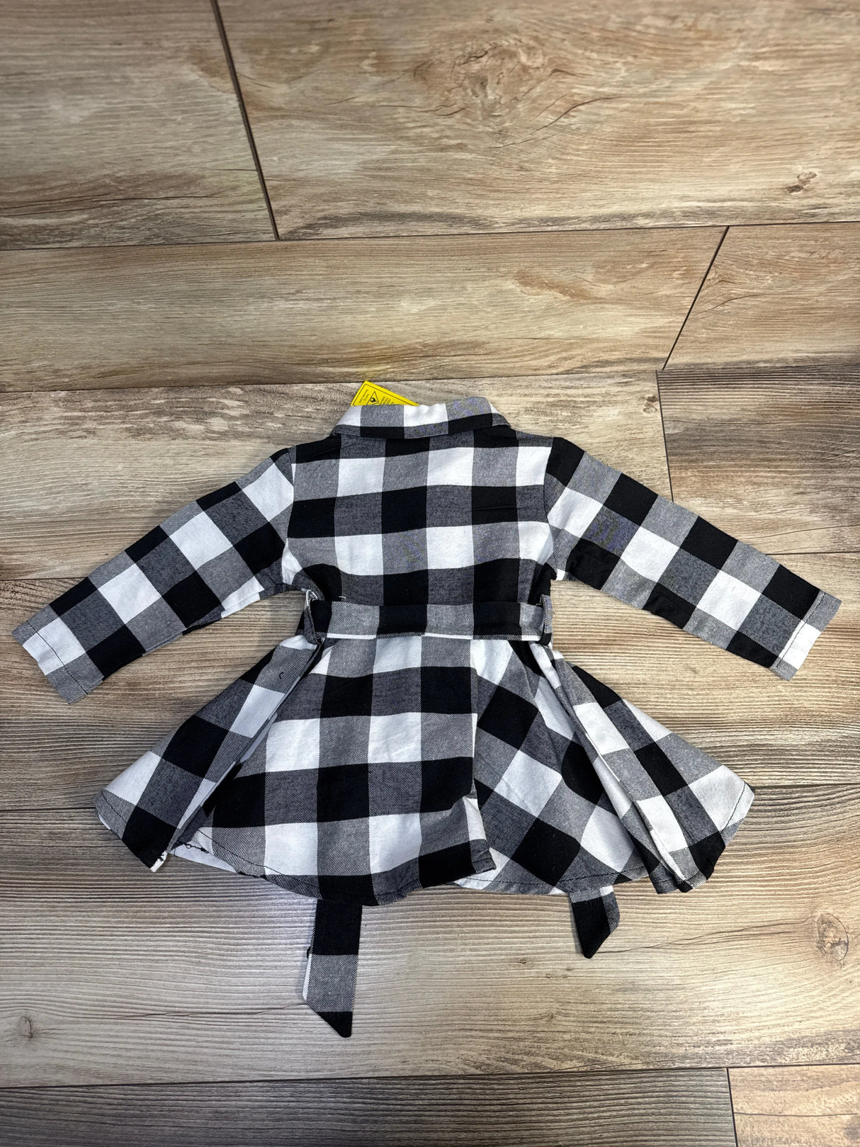 NEW Shein Plaid Waist Tie Dress Black & White sz 18-24m