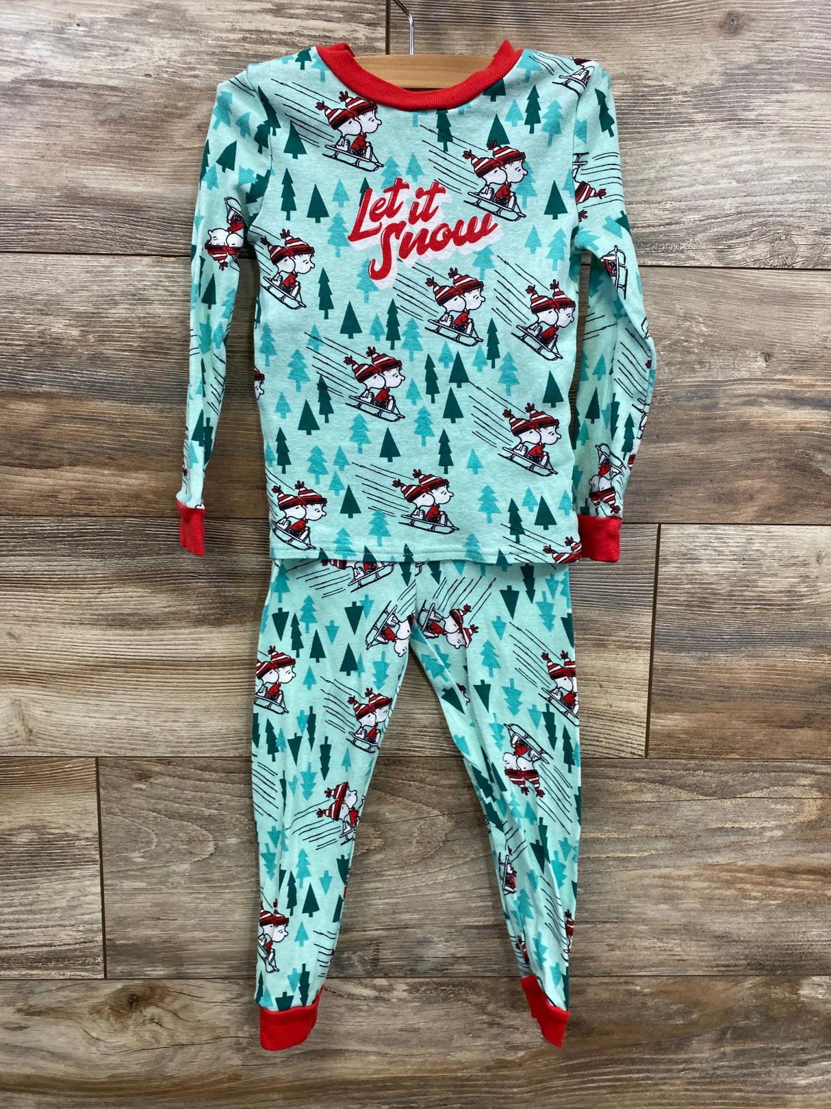 Peanuts 2pc Let It Snow Christmas Pajamas White sz 4T