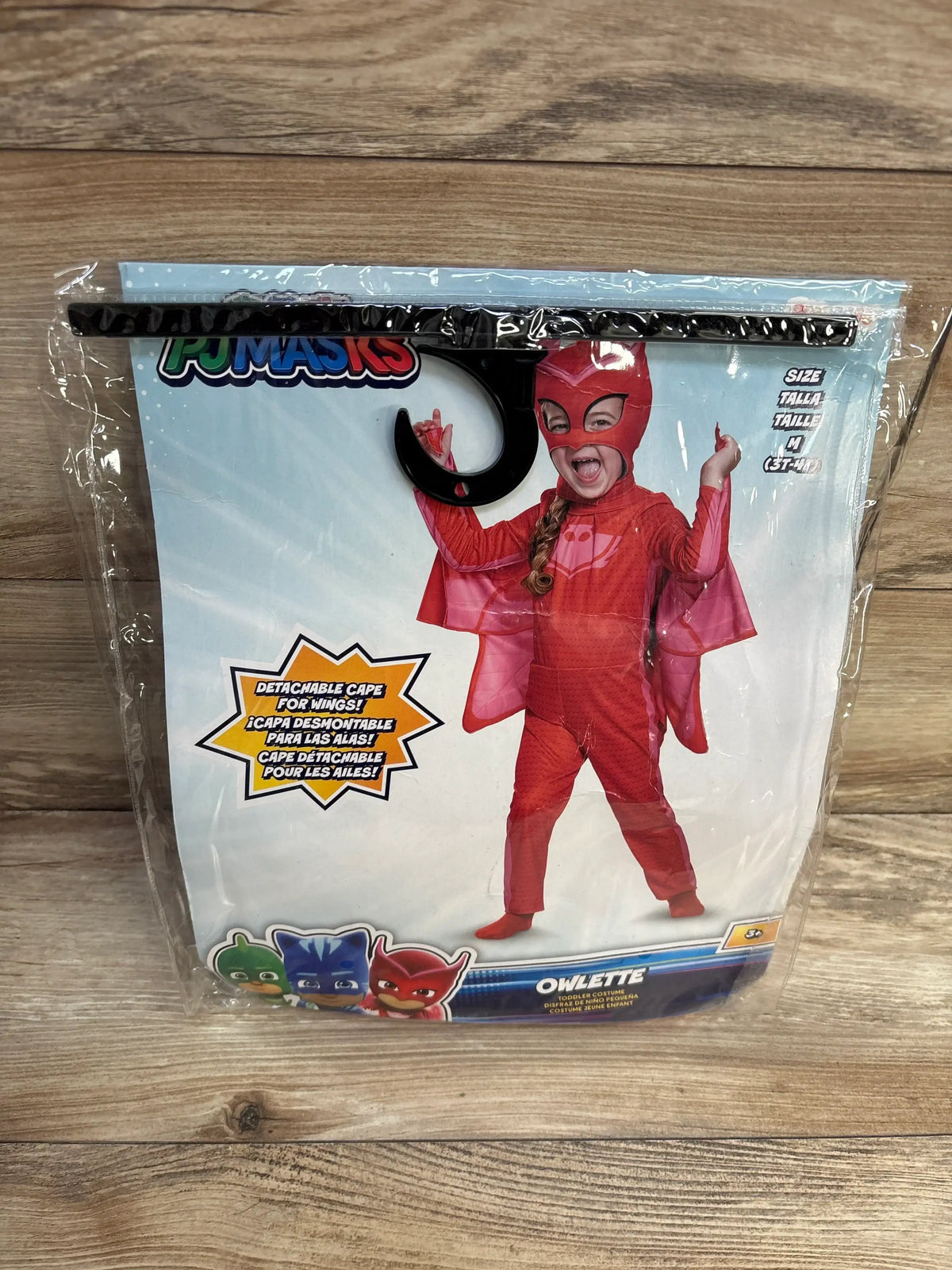 PJ Masks Owlette toddler costume with detachable cape, size M (3T-4T), new in package