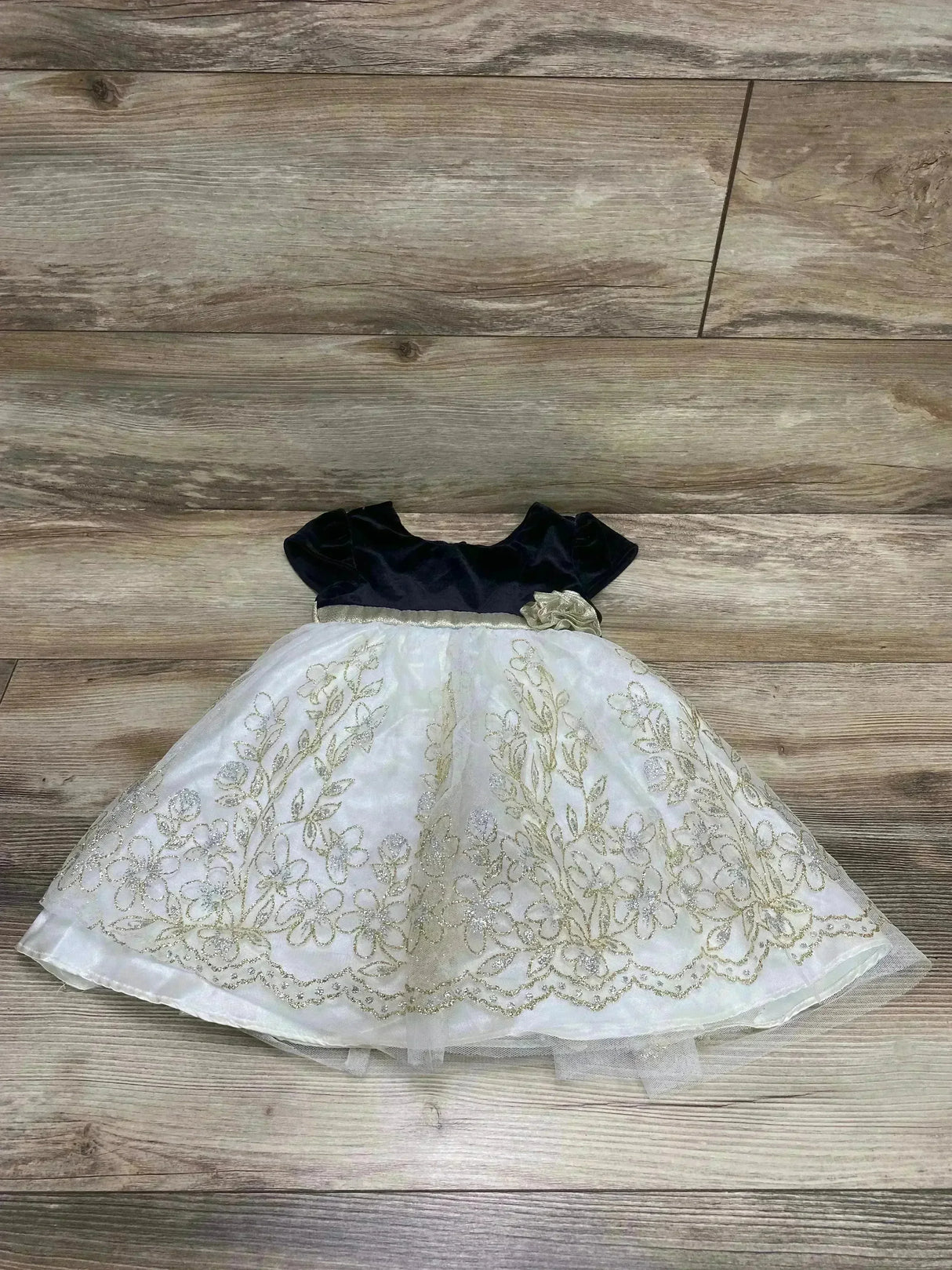 Jona Michelle Velvet Floral Dress Black/Ivory sz 2T - Me n Mommy To Be