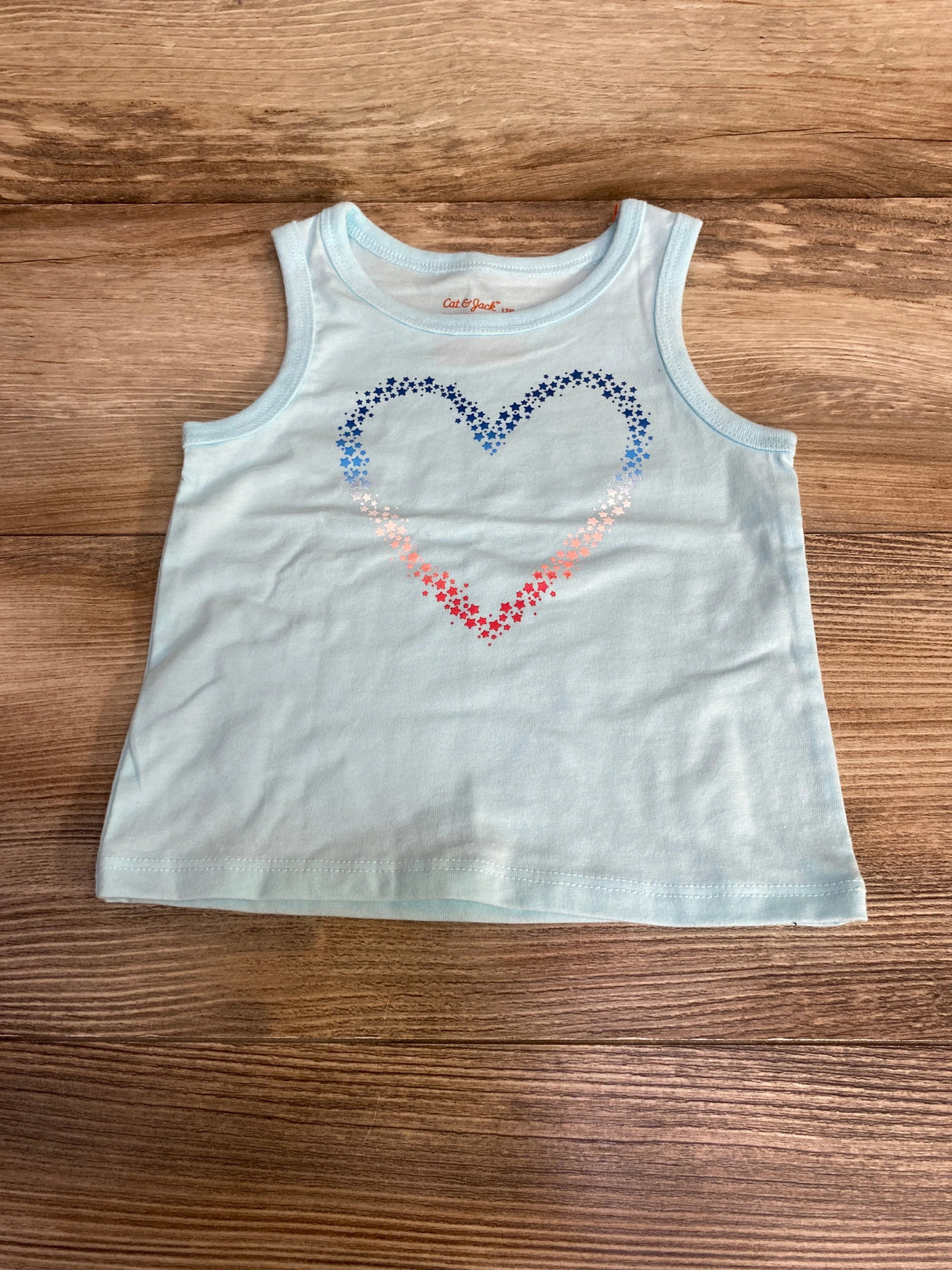 Cat & Jack Graphic Heart Tank Top Blue sz 12m - Me n Mommy To Be