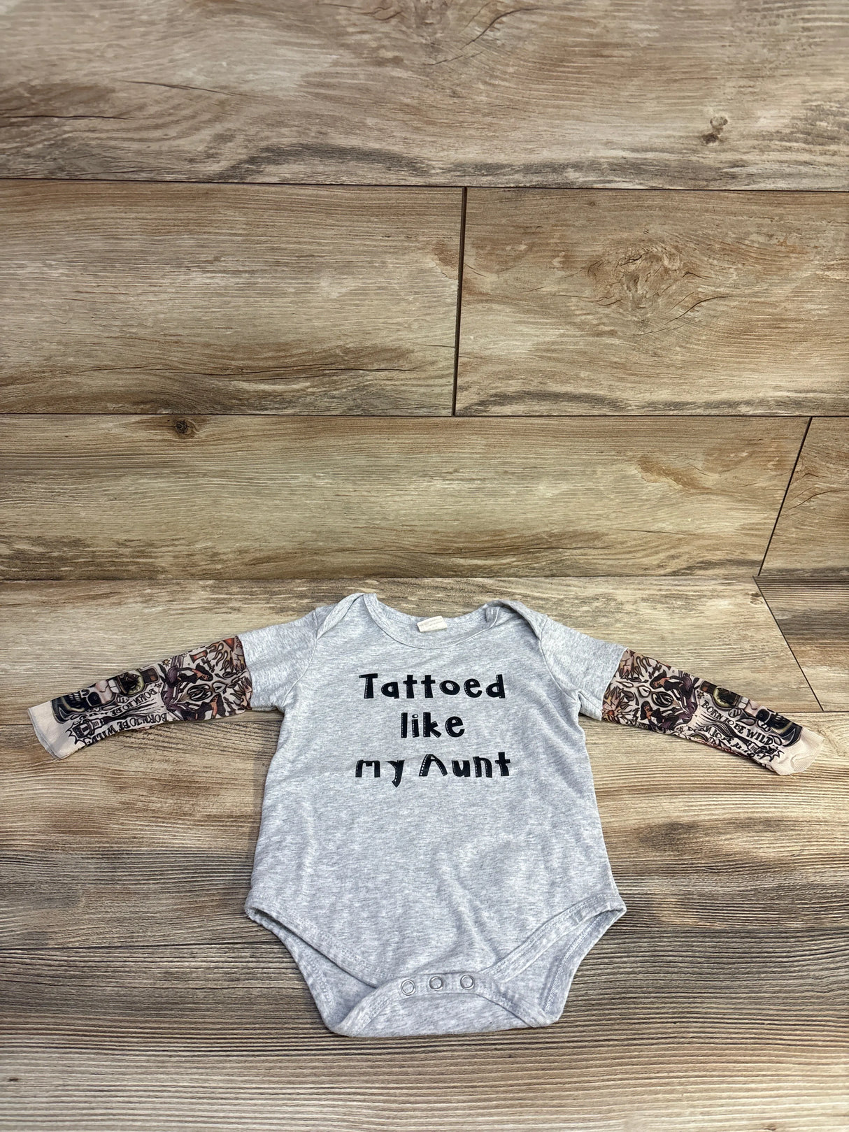 Kids Tales Tattoo Sleeve Bodysuit Grey sz 9m - Me n Mommy To Be