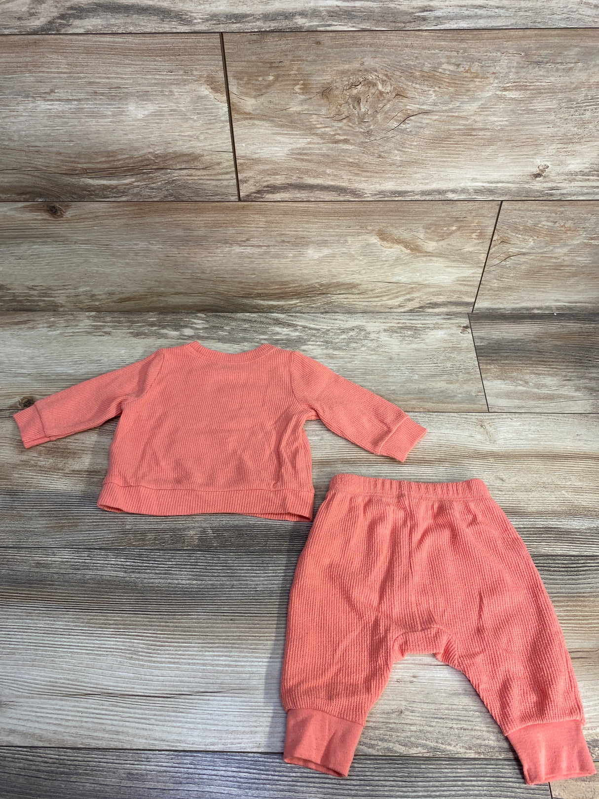 Cat & Jack 2pc Waffle Knit Shirt & Pants Orange sz 0-3m