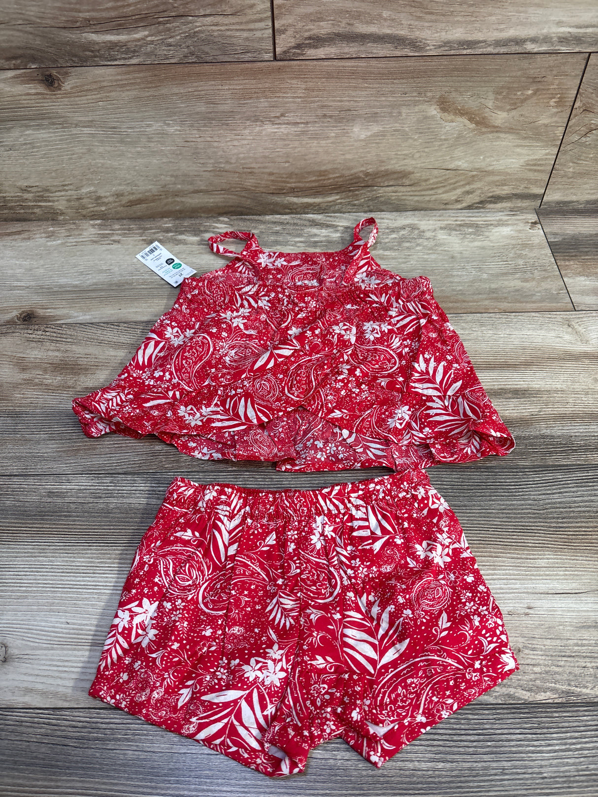 NEW OshKosh 2pc Sleeveless Paisley Woven Top & Shorts Set Red sz 2T