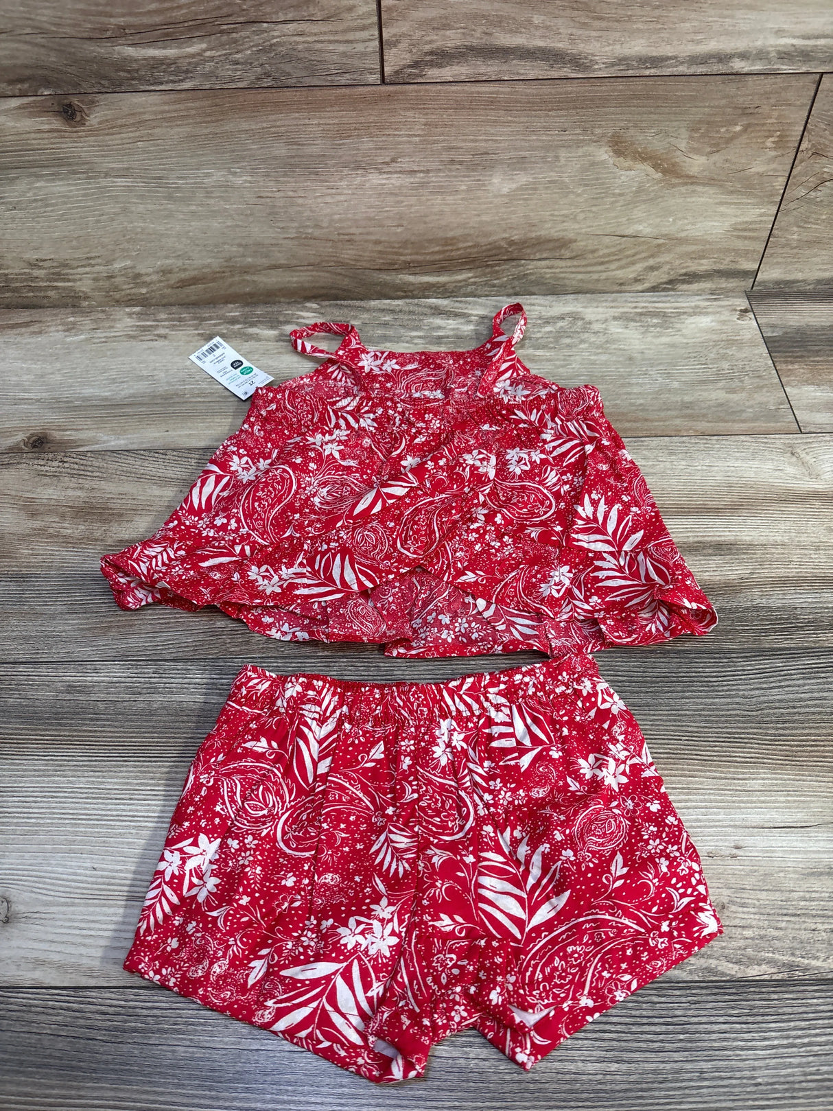 NEW OshKosh 2pc Sleeveless Paisley Woven Top & Shorts Set Red sz 2T