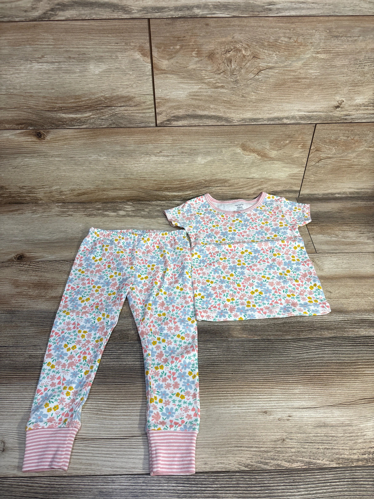 Carter's 2pc Floral Pajama Set White sz 18m