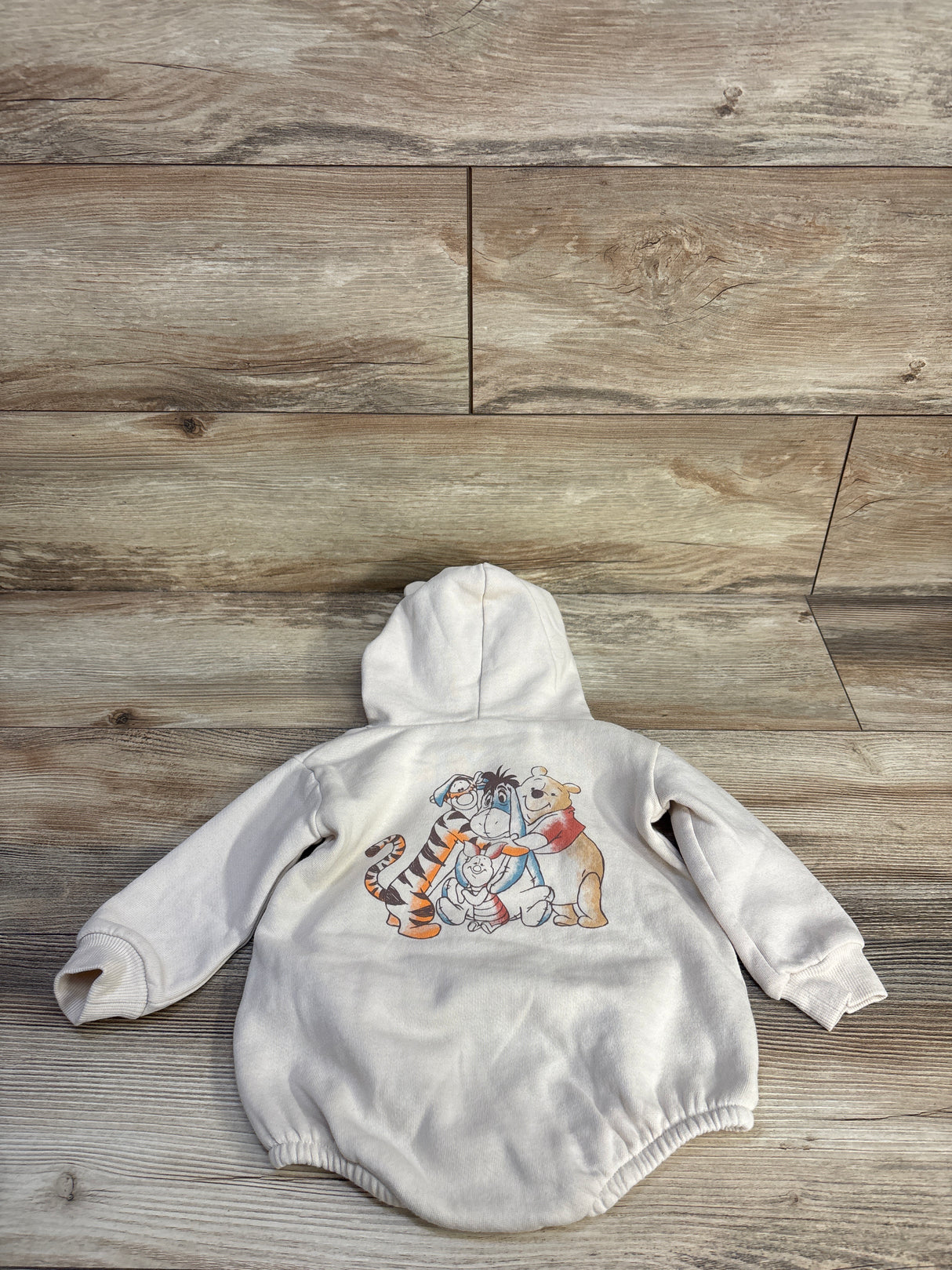 Disney Baby Winnie The Pooh Hooded Sweater Bubble Romper Beige sz 6-9m