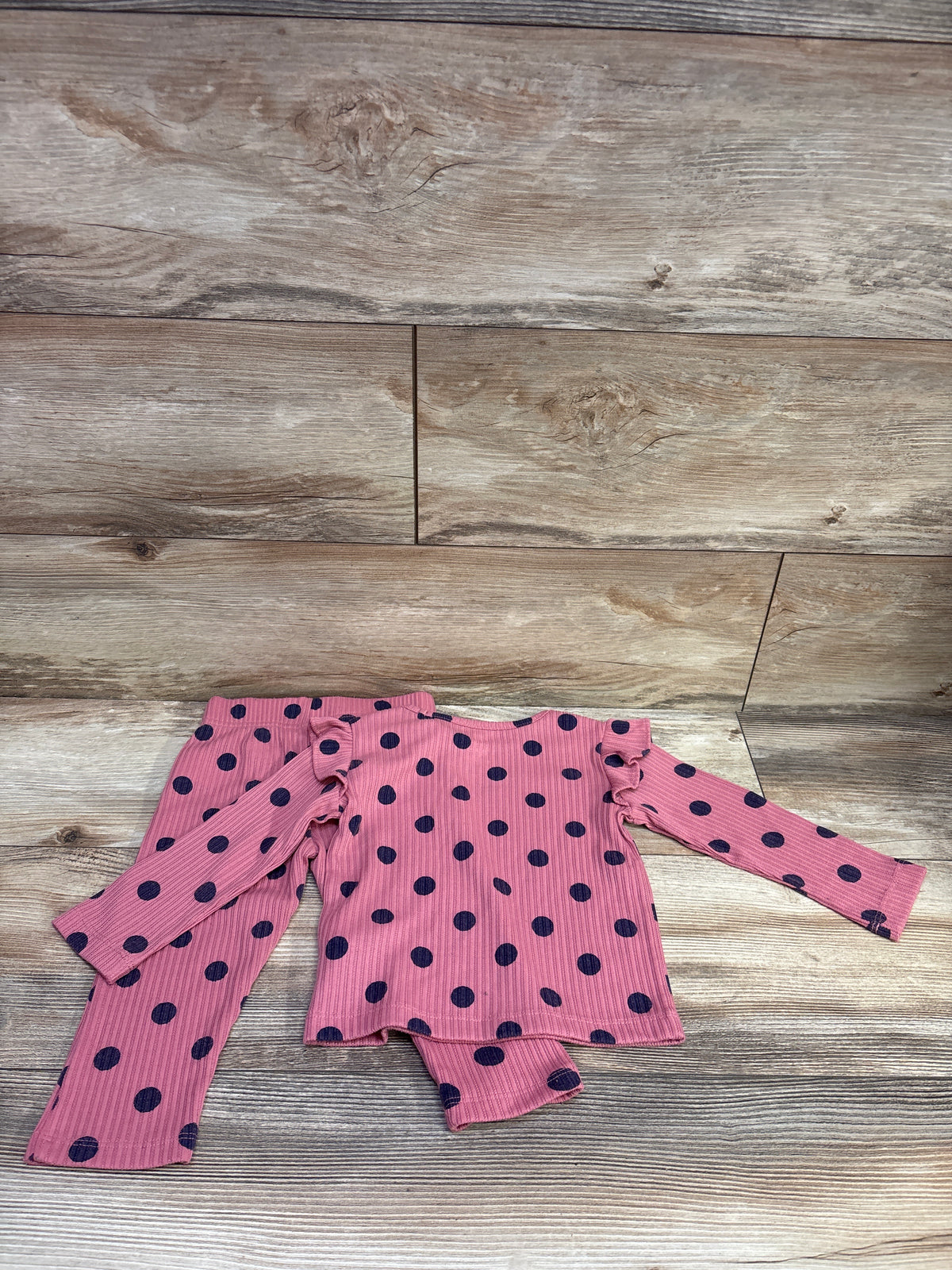Baby Gap 2pc Polka Dot Ribbed Pajama Set Pink sz 18-24m