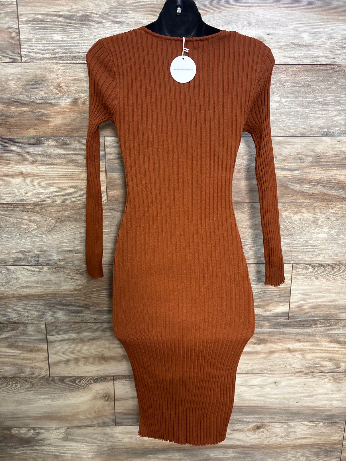 NEW Wantroy Maternity Ribbed Long Sleeve Dress Rust sz Medium
