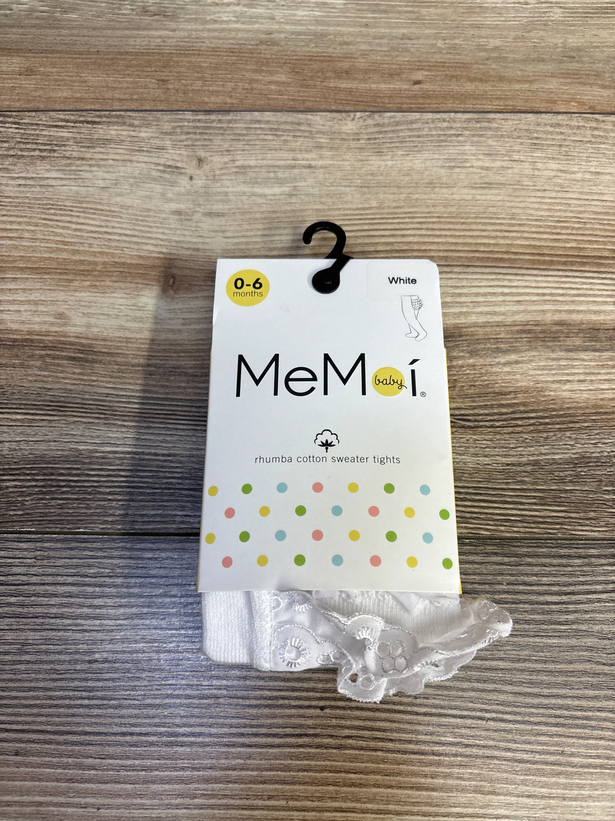 NEW MeMoi Rhumba Cotton Blend Tights With Ruffles White 0-6 Months