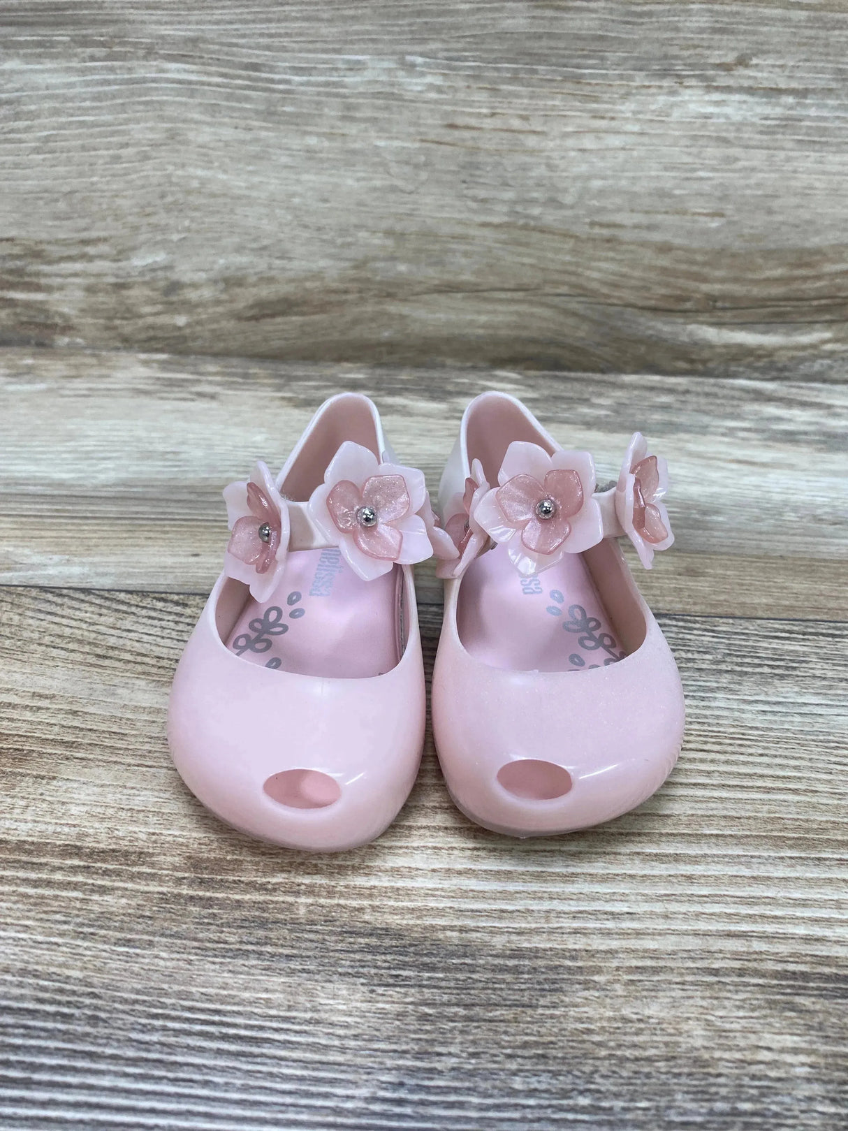 Mini Melissa Jelly Ultragirl Flowers Mary Jane Flats Pink sz 5c - Me n Mommy To Be