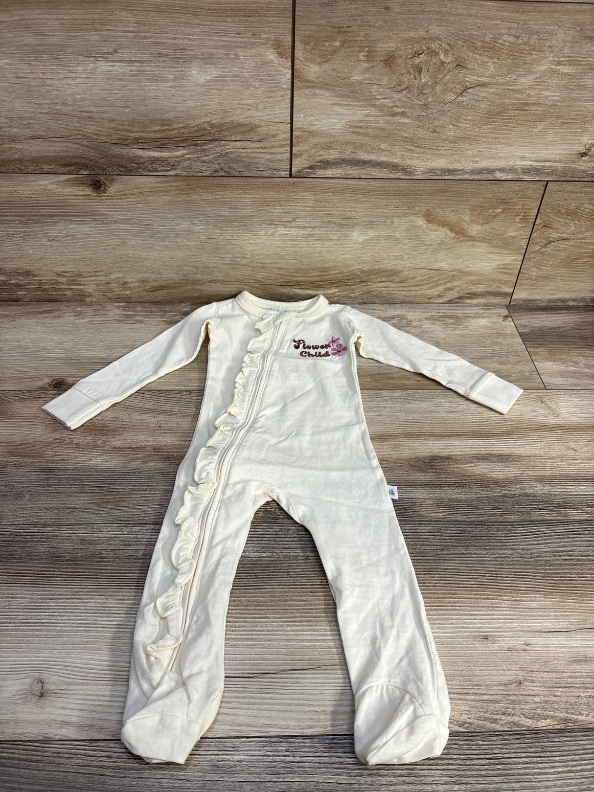 NEW Mother's Promise Ruffle Flower Child Sleeper Cream sz 6-9m - Me n Mommy To Be