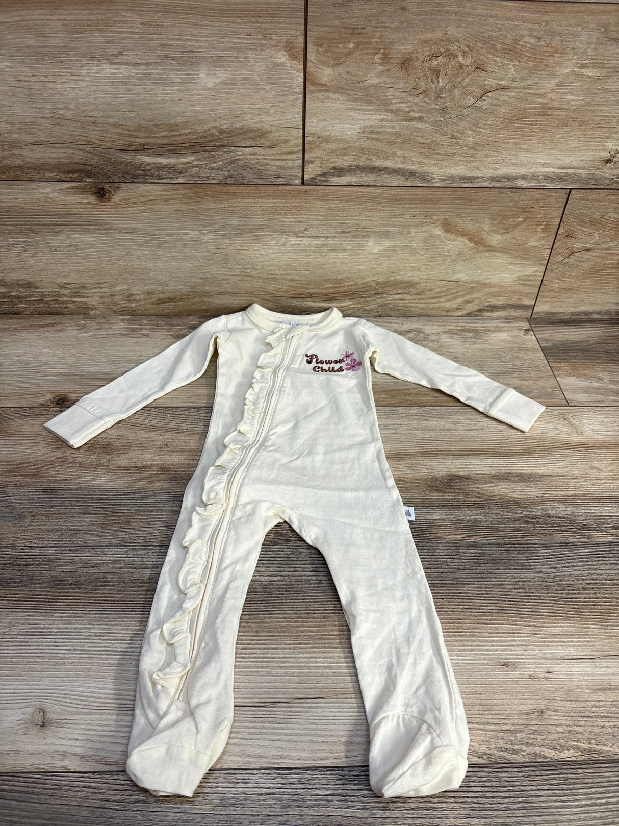 NEW Mother's Promise Ruffle Flower Child Sleeper Cream sz 6-9m - Me n Mommy To Be