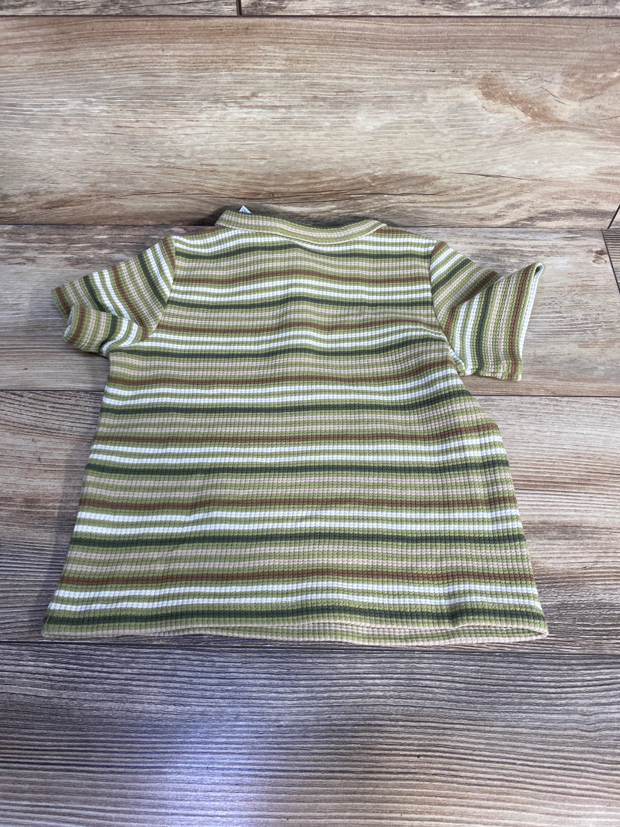 NEW First Impressions Striped Henley Shirt Green sz 24m