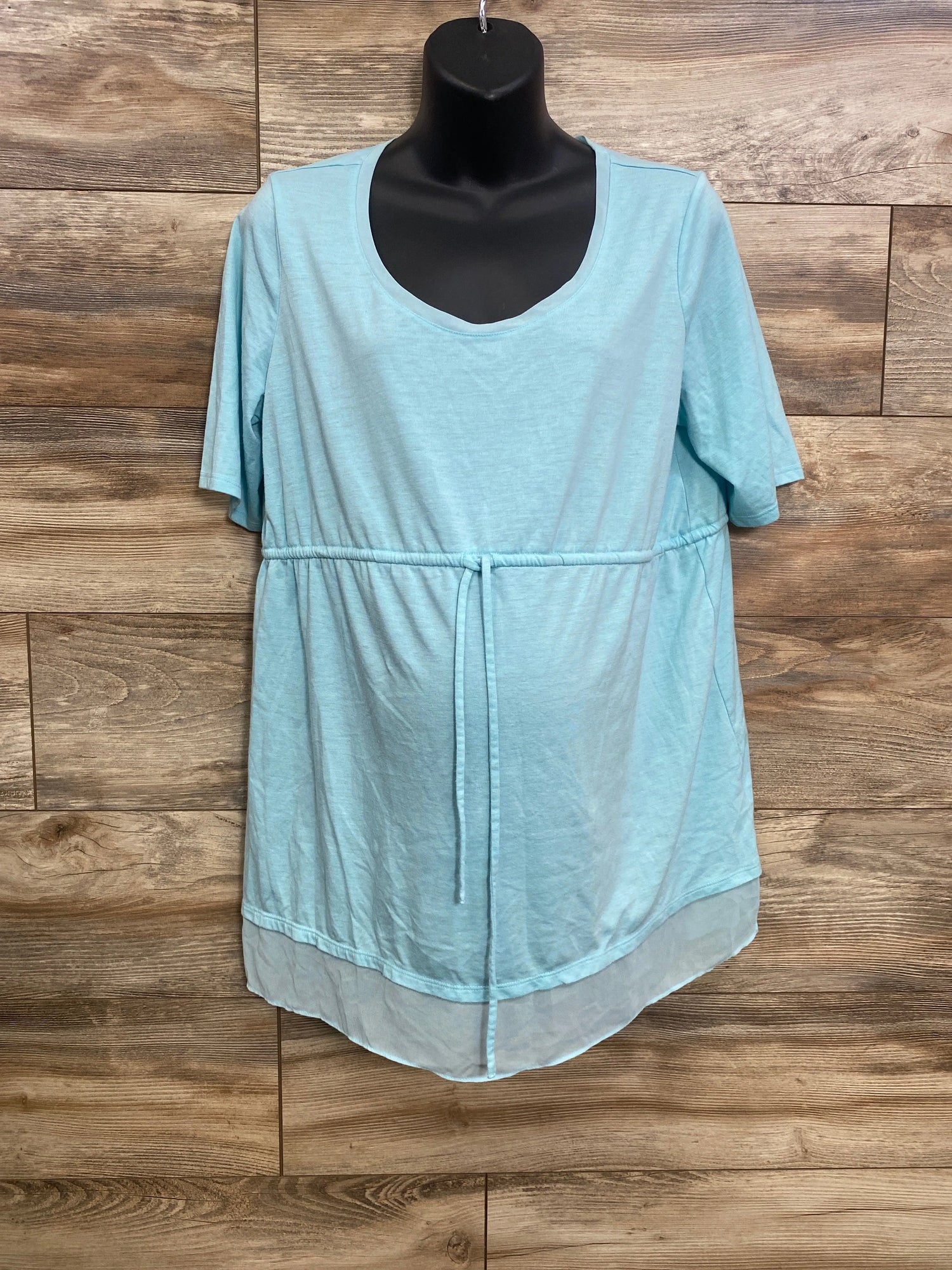 Motherhood Maternity Waist Tie Shirt Blue sz Large - Me n Mommy To Be