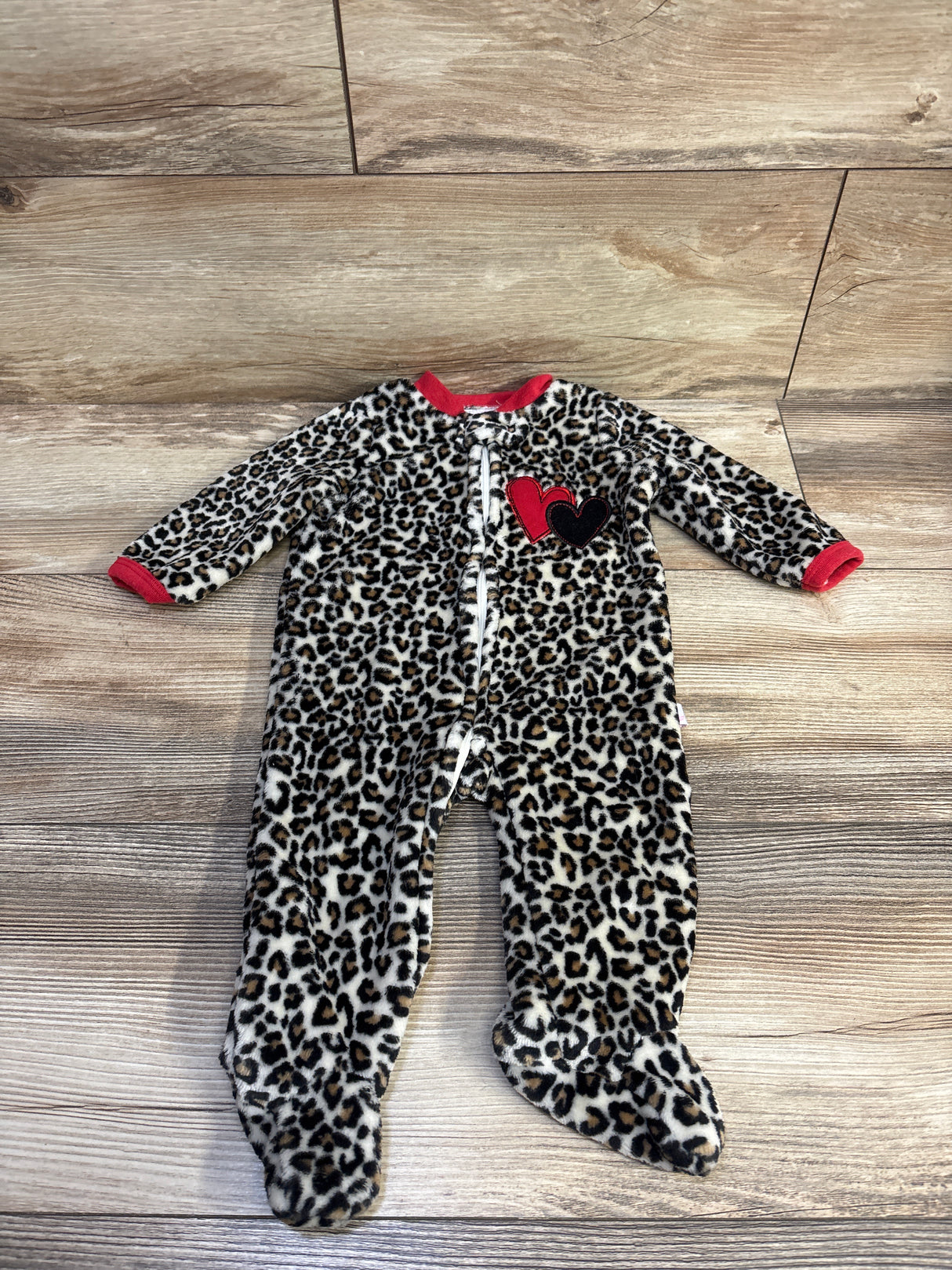 Little & Loved Leopard Print Plush Blanket Sleeper Tan sz 0-3m