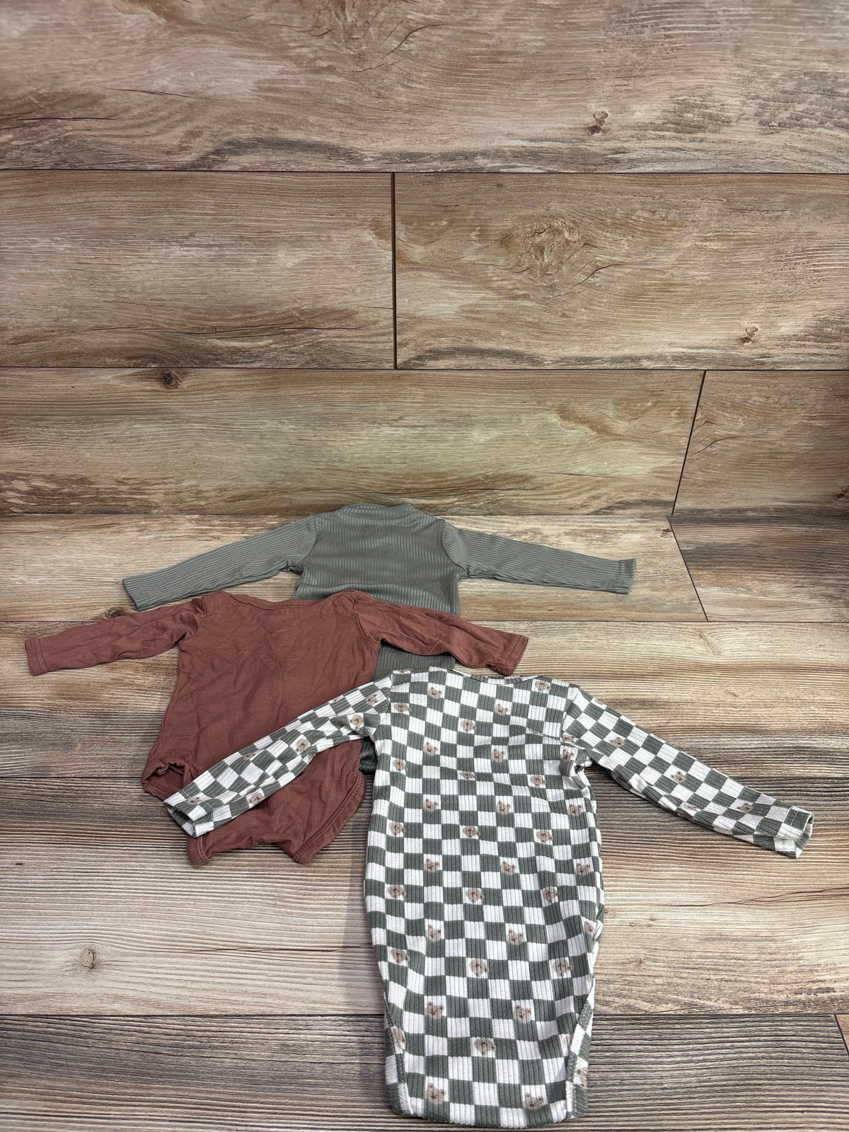 Little Dreamer 3pk Long Sleeve Bodysuits Green sz 0-3m