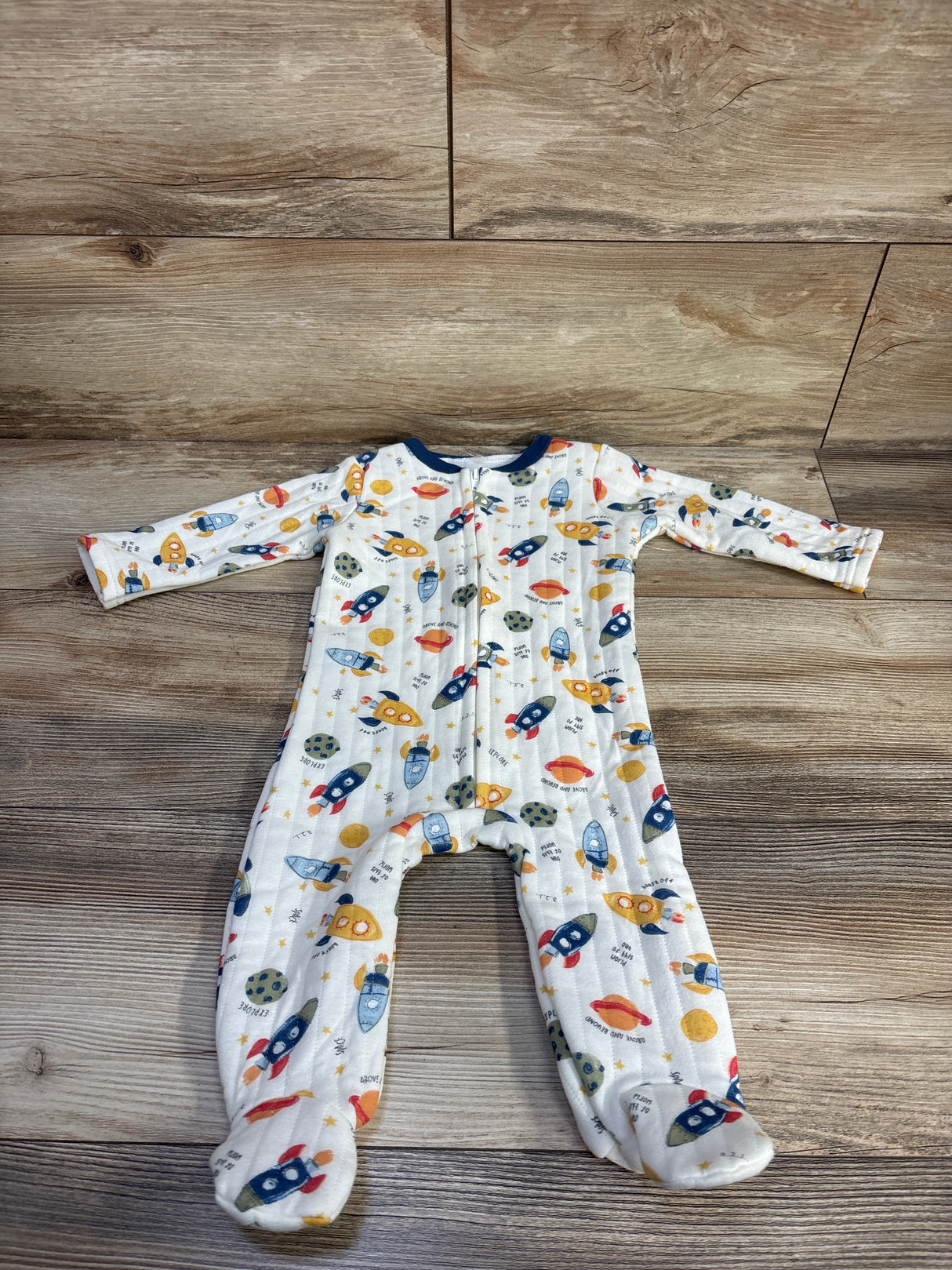NEW Chick Pea Quilted Rocket Ship Sleeper White sz 6-9m