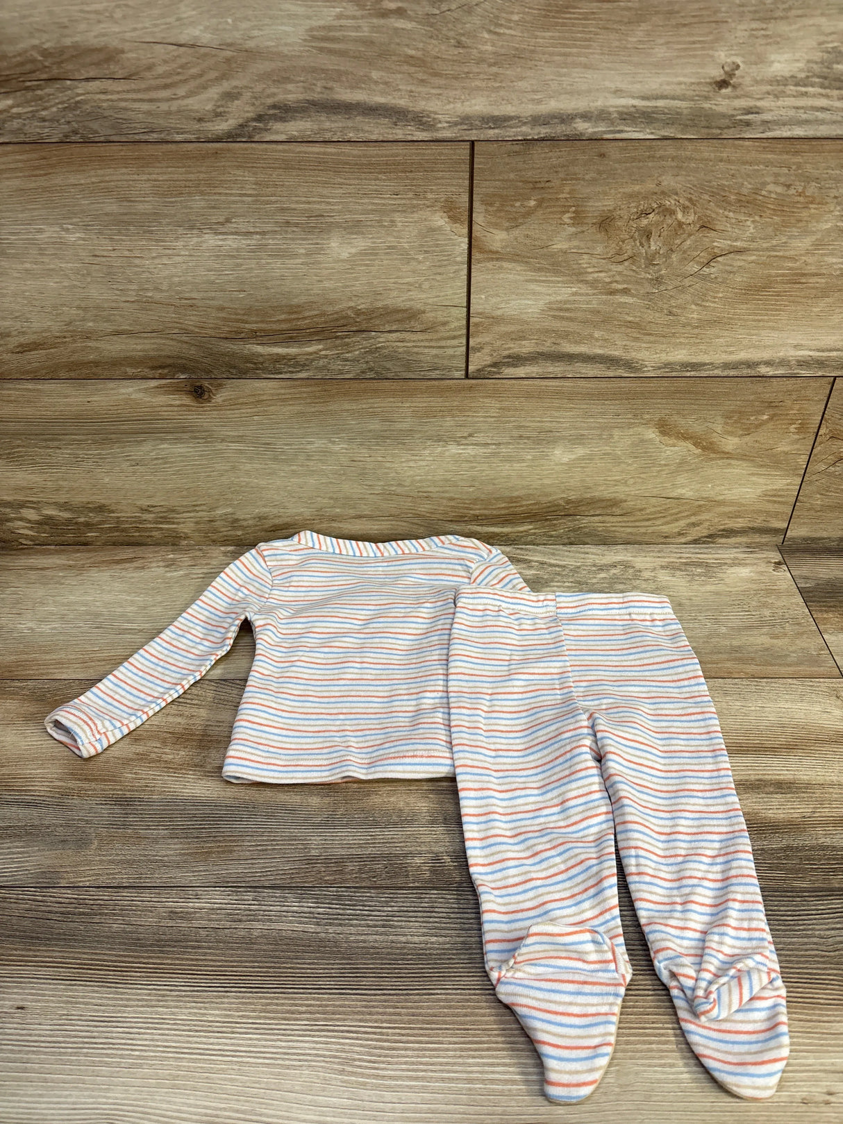 Koala Baby 2pc Striped Kimono Shirt & Footed Pants Set White sz 3-6m