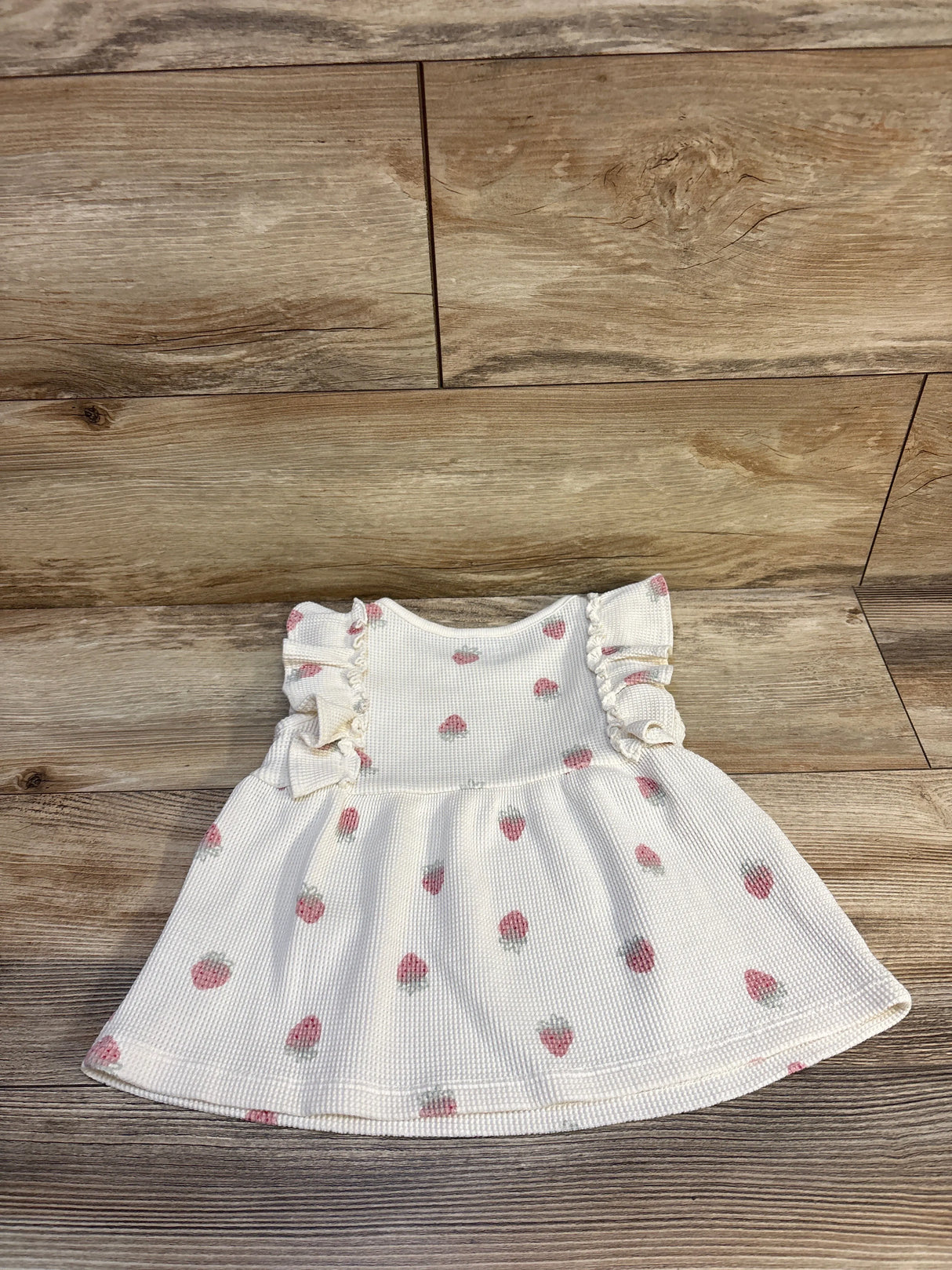 Carter's Waffle Knit Strawberry Dress White sz 4T