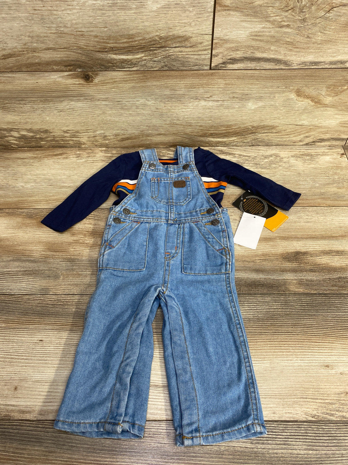 NEW Lee Long Sleeve Shirt & Overalls 2pc Set Navy sz 3-6m