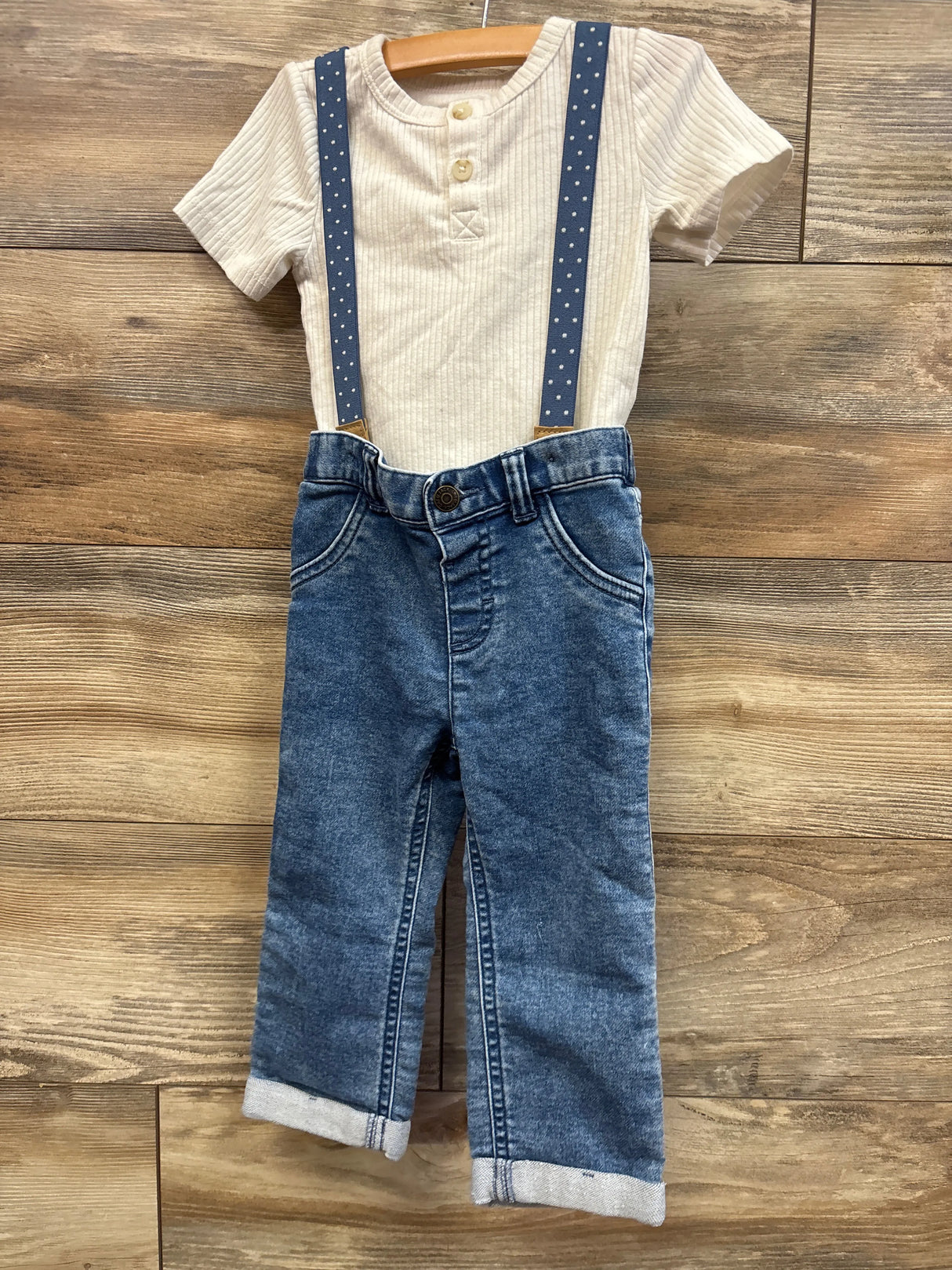 Cat & Jack 3pc Suspender Set White sz 18m