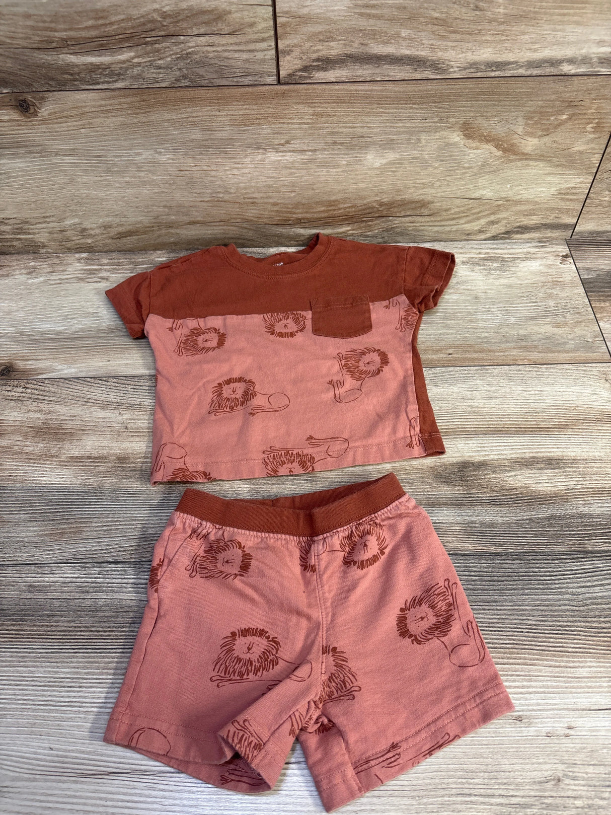 Just One You 2pc Pocket Shirt & Shorts Set Rust sz 12m